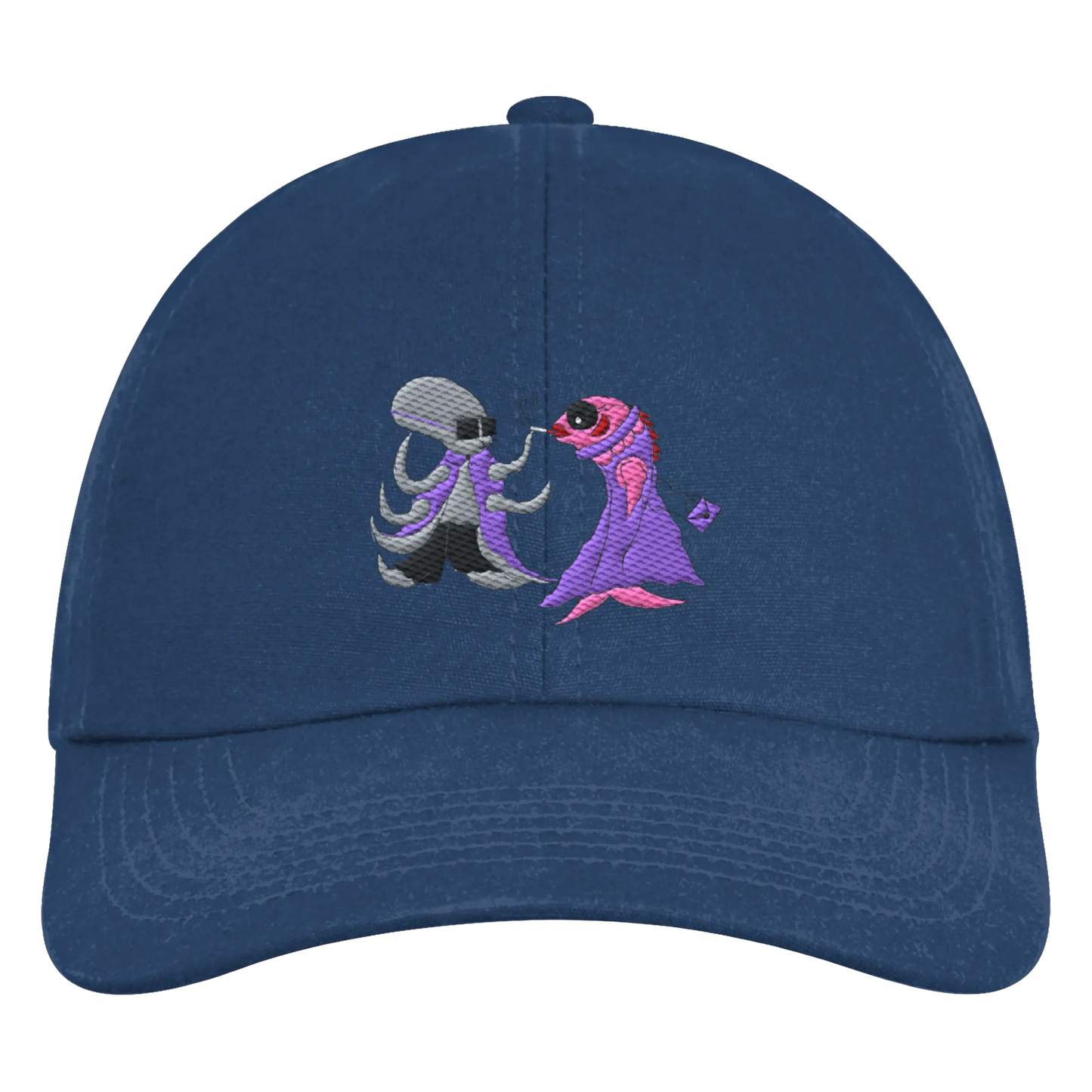 Octo and Fishy embroidery - Organic 6-Panel Cap