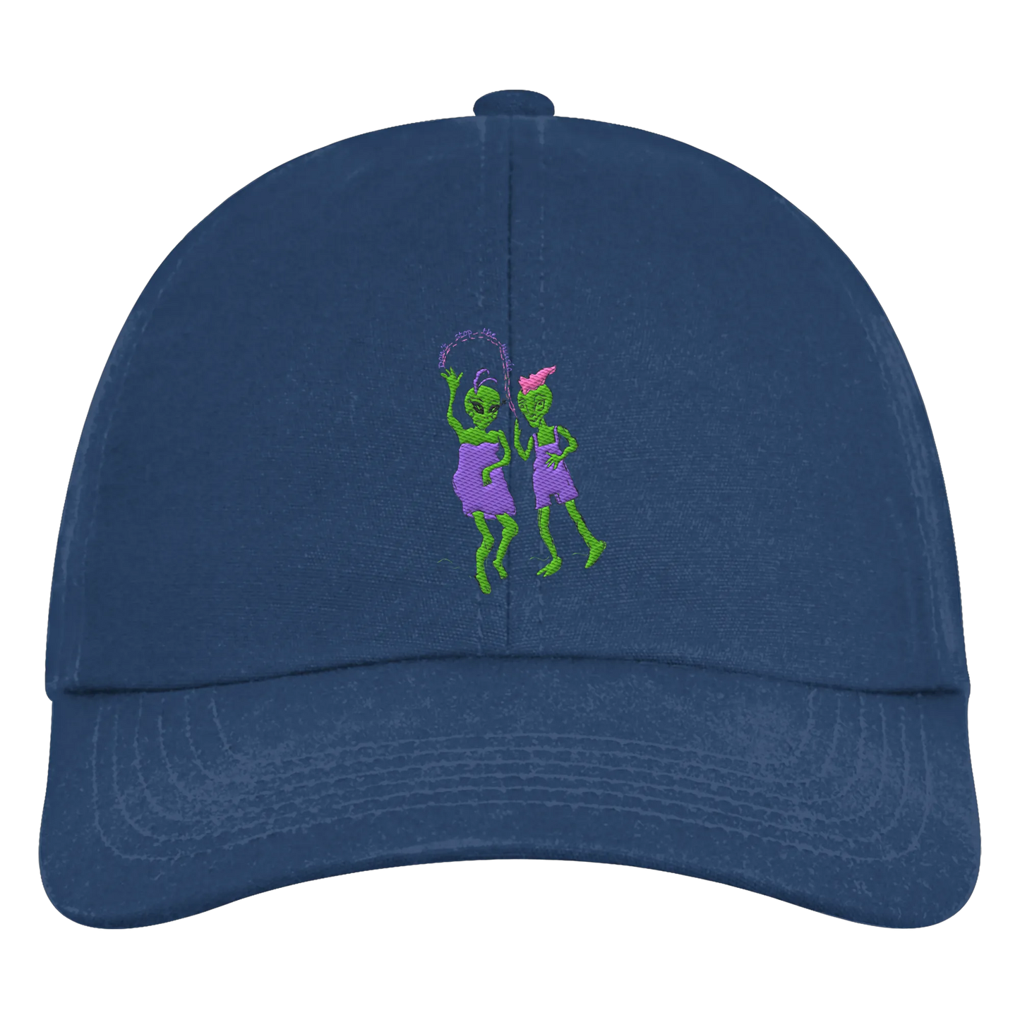 Dancing Aliens Embroidery - Organic 6-Panel Cap