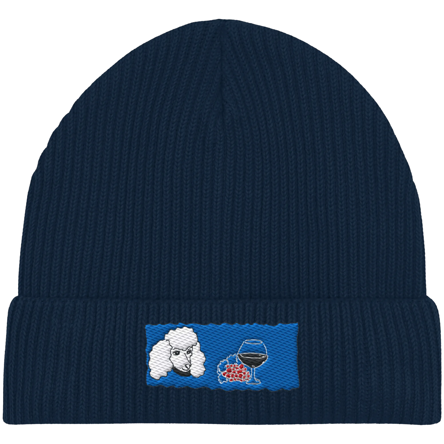 Wine Dog Embroidery - Organic Fisherman Beanie