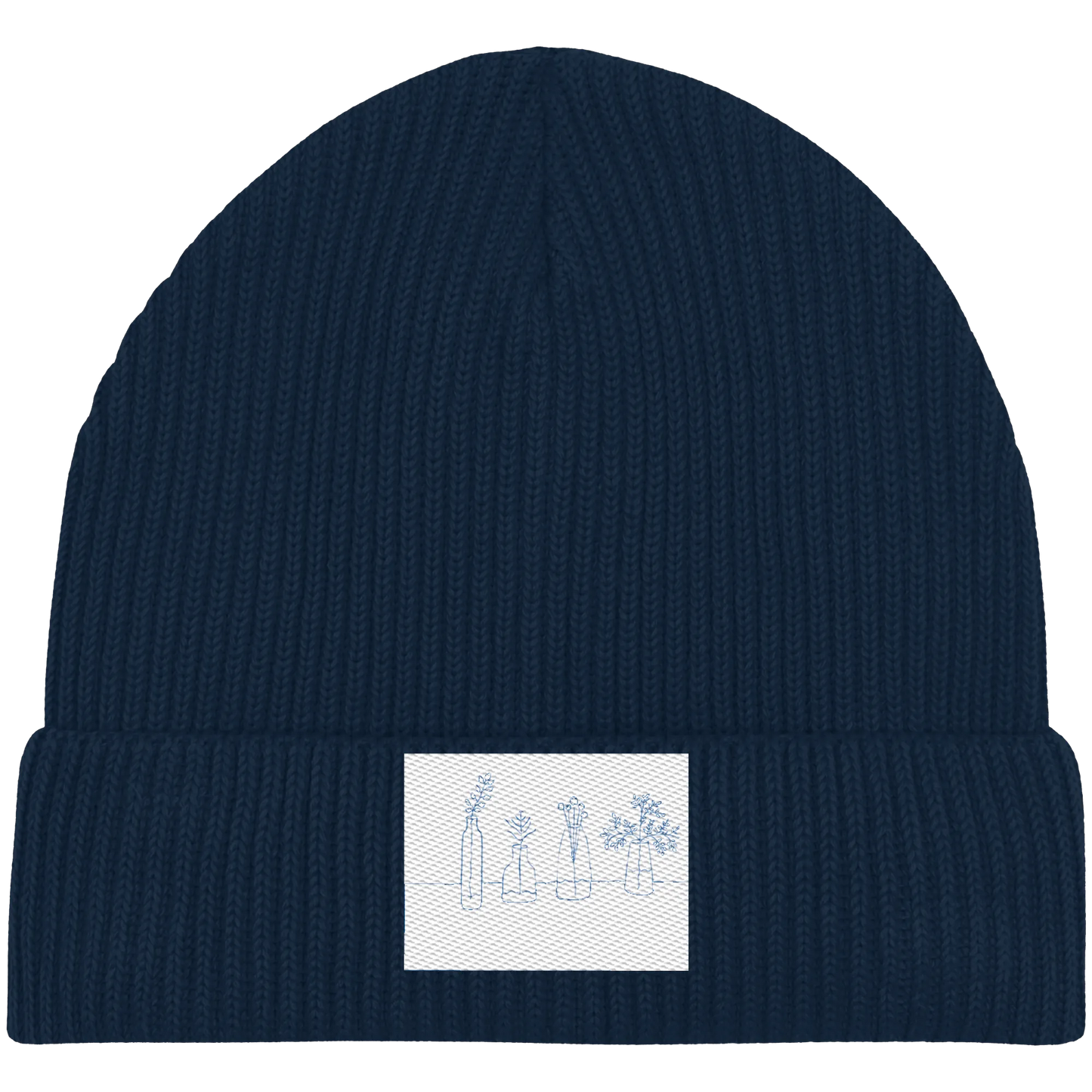 Flowers Embroidery - Organic Fisherman Beanie