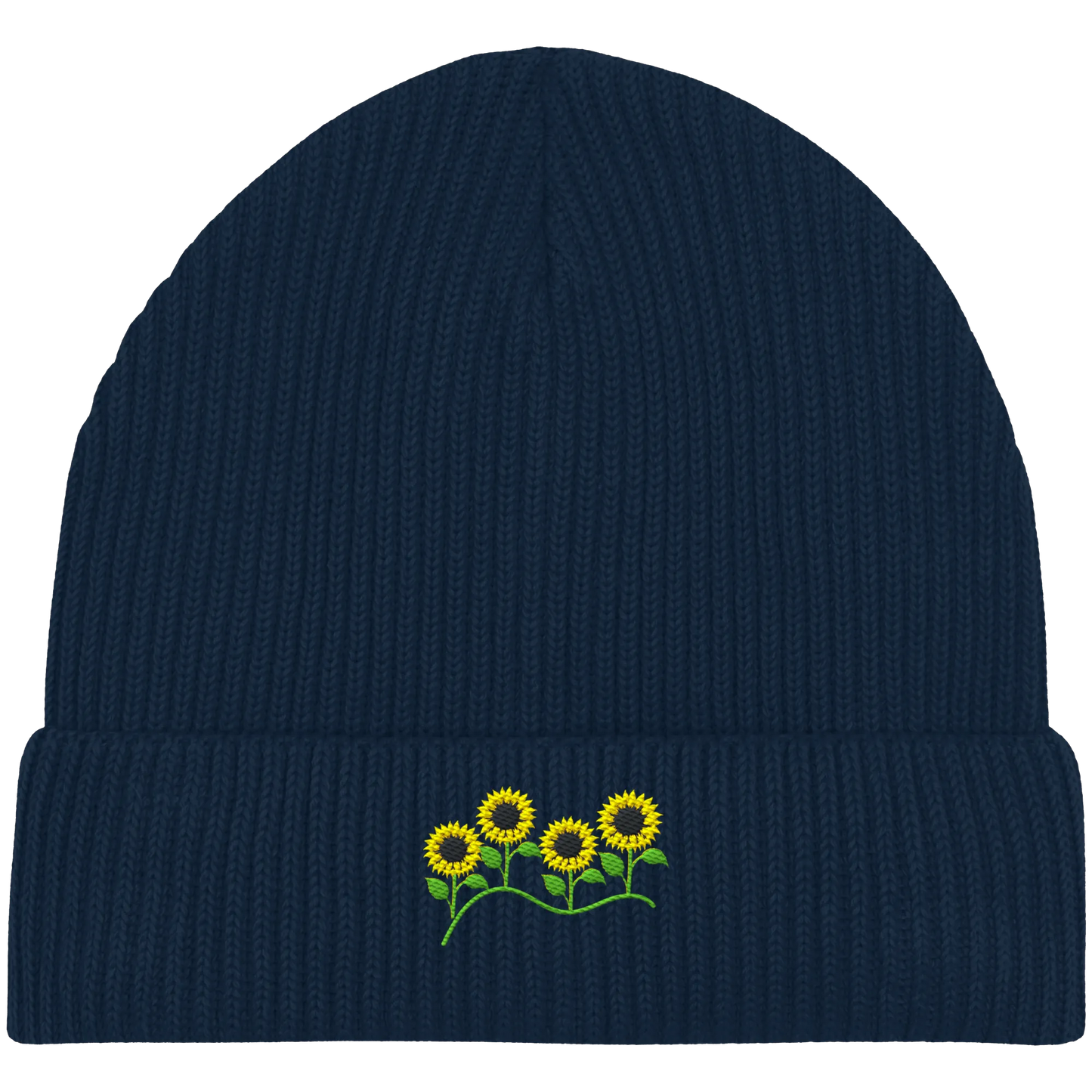 Sunflower Embroidery - Organic Fisherman Beanie