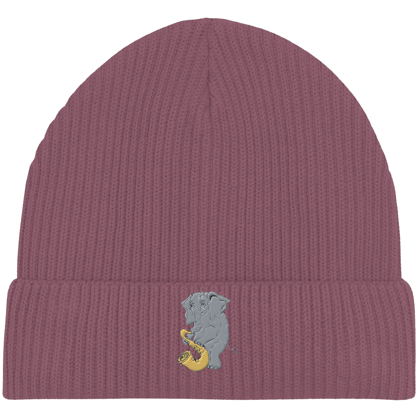 A sad Elephant Embroidery - Organic Fisherman Beanie