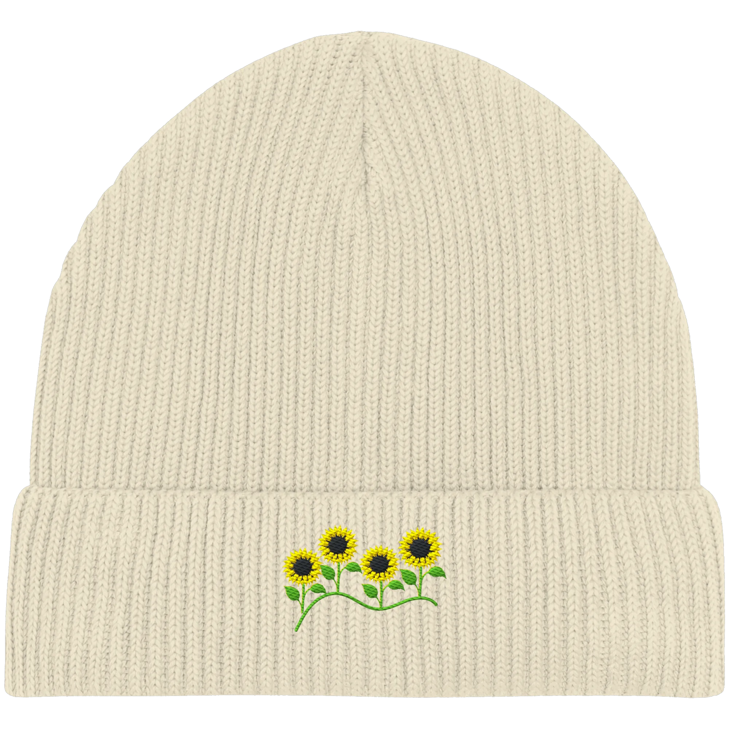 Sunflower Embroidery - Organic Fisherman Beanie
