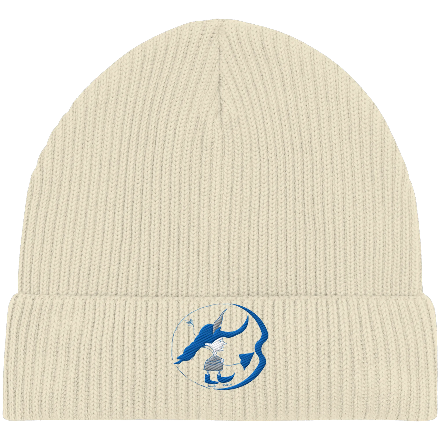 Inner Robin Embroidery - Organic Fisherman Beanie