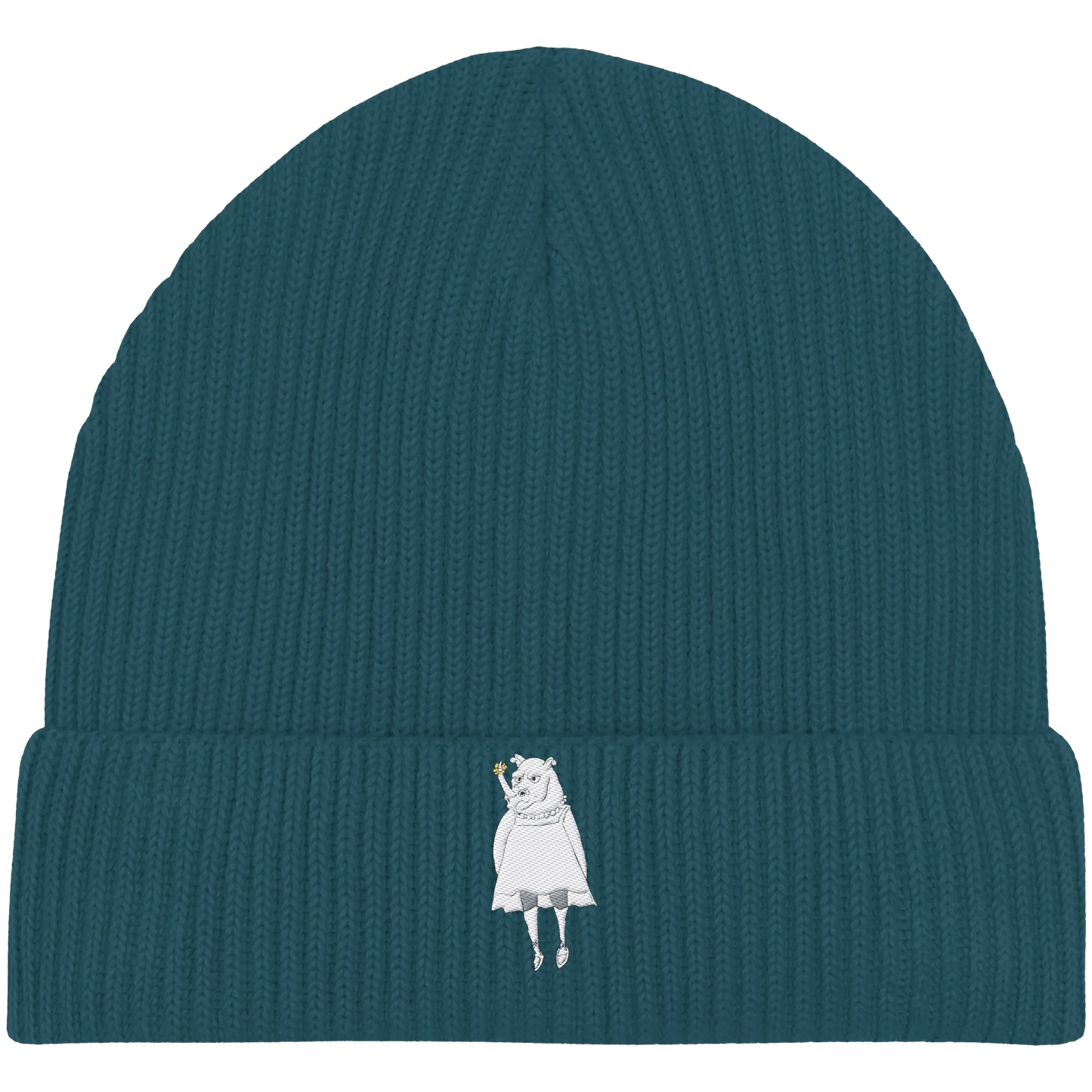 Rhino Embroidery - Organic Fisherman Beanie