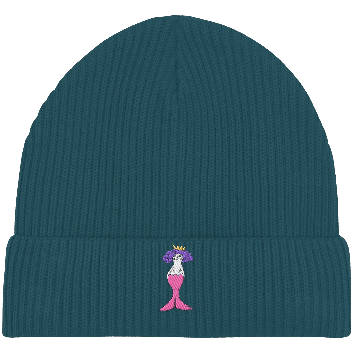 Mermaid Embroidery - Organic Fisherman Beanie