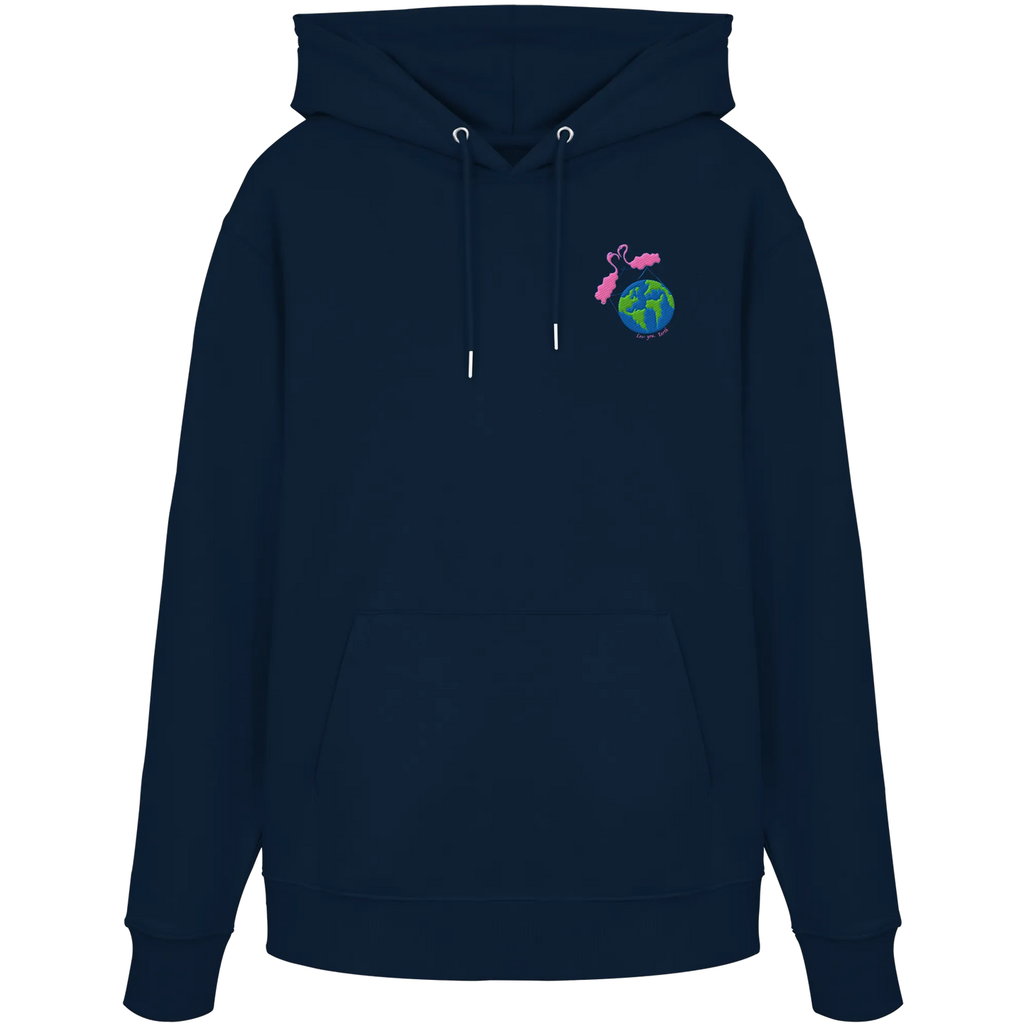 Love you Earth/ Embroidery - Organic Hoodie (Stick)