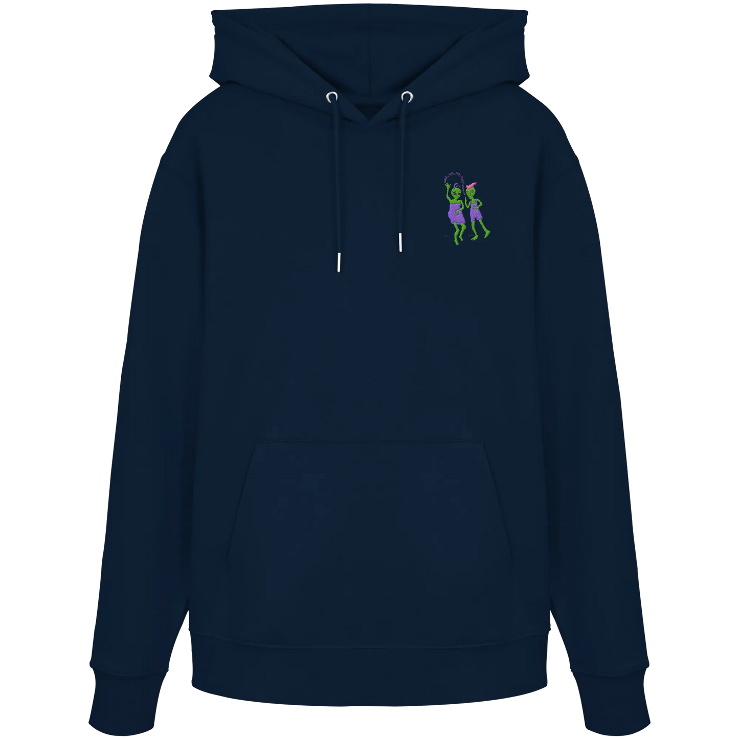 Dancing Aliens Embroidery - Organic Hoodie (Stick)