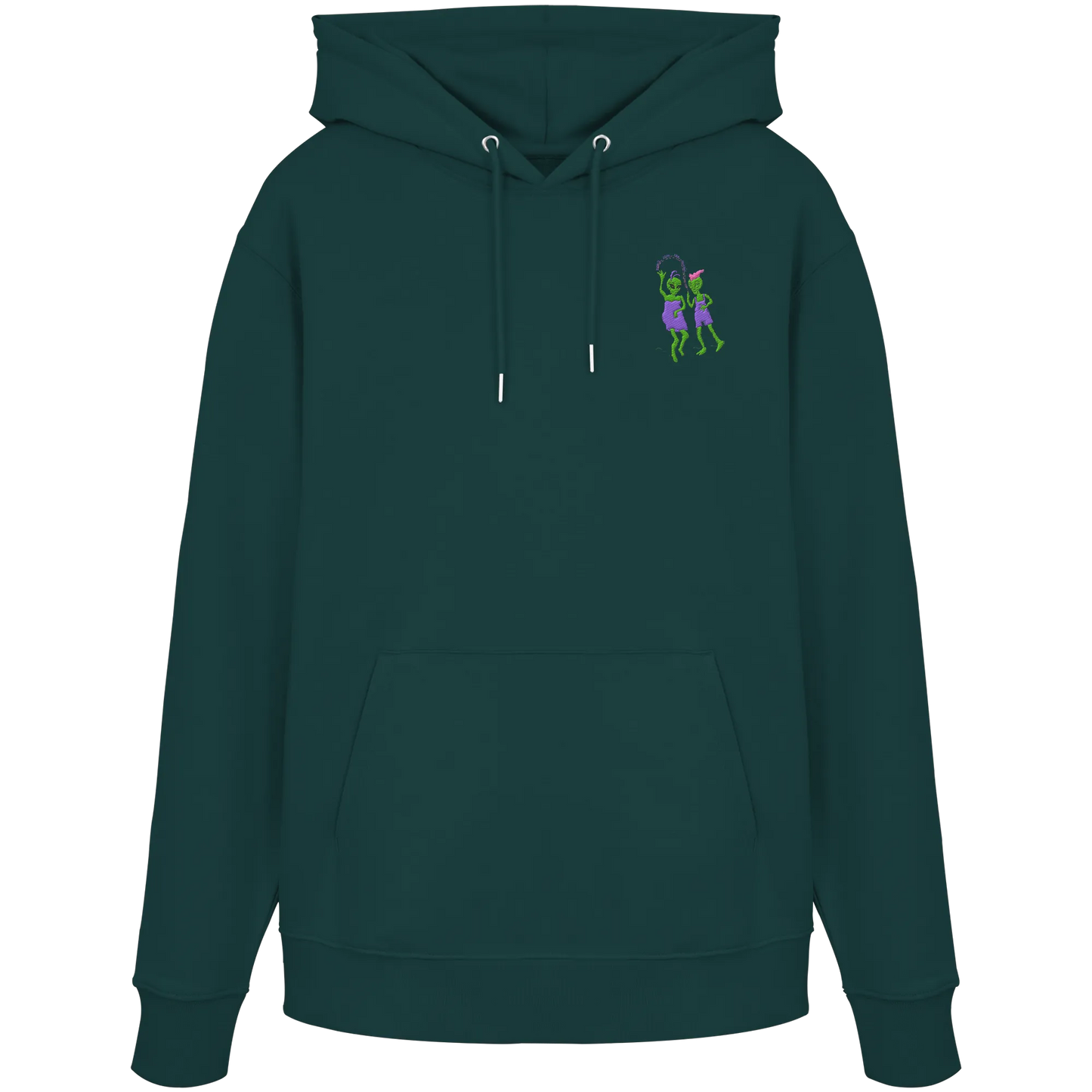 Dancing Aliens Embroidery - Organic Hoodie (Stick)