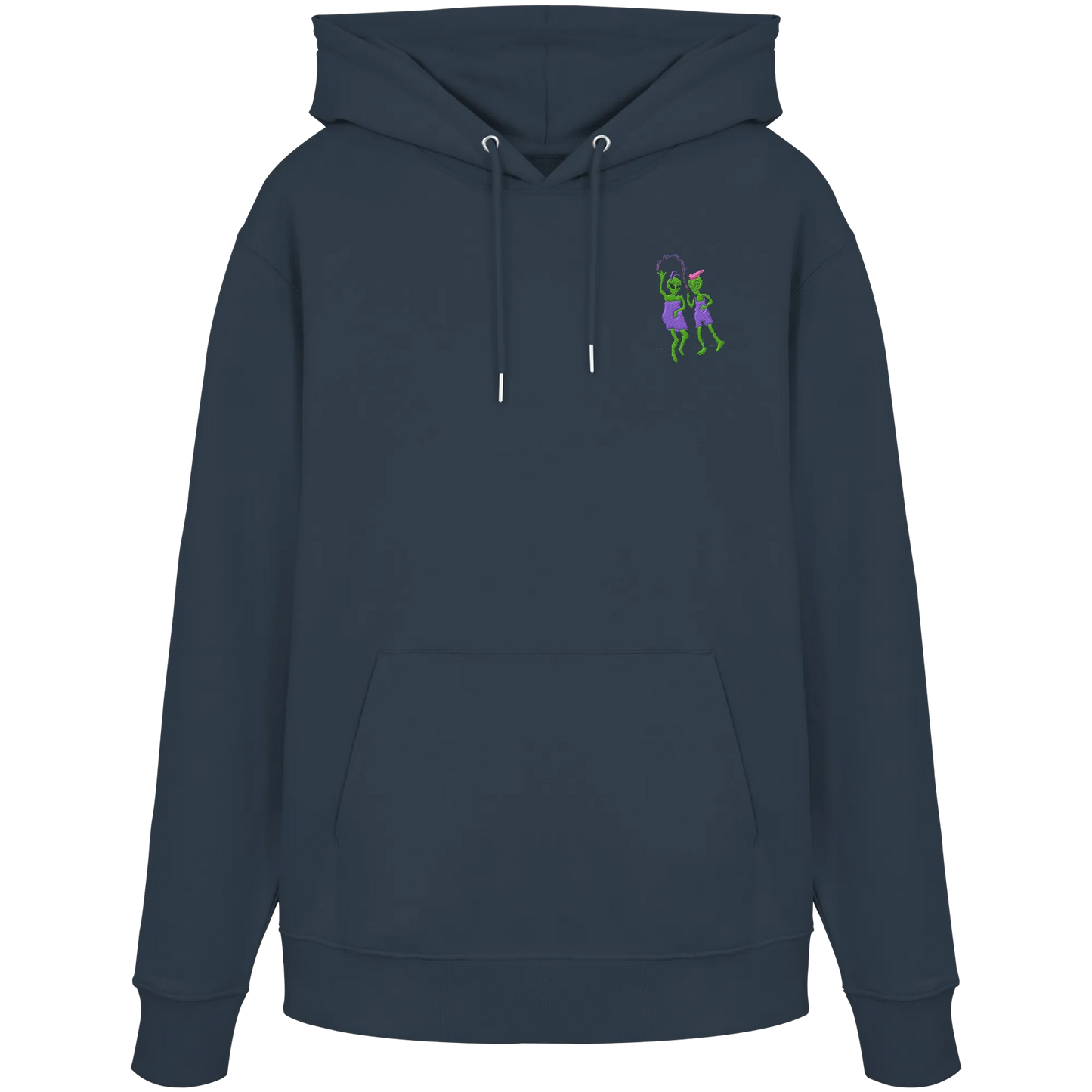 Dancing Aliens Embroidery - Organic Hoodie (Stick)