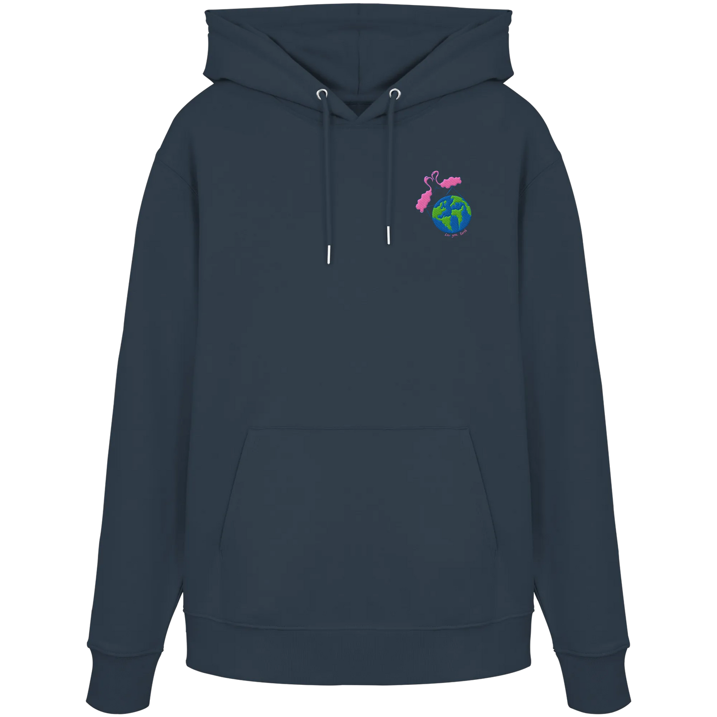 Love you Earth/ Embroidery - Organic Hoodie (Stick)