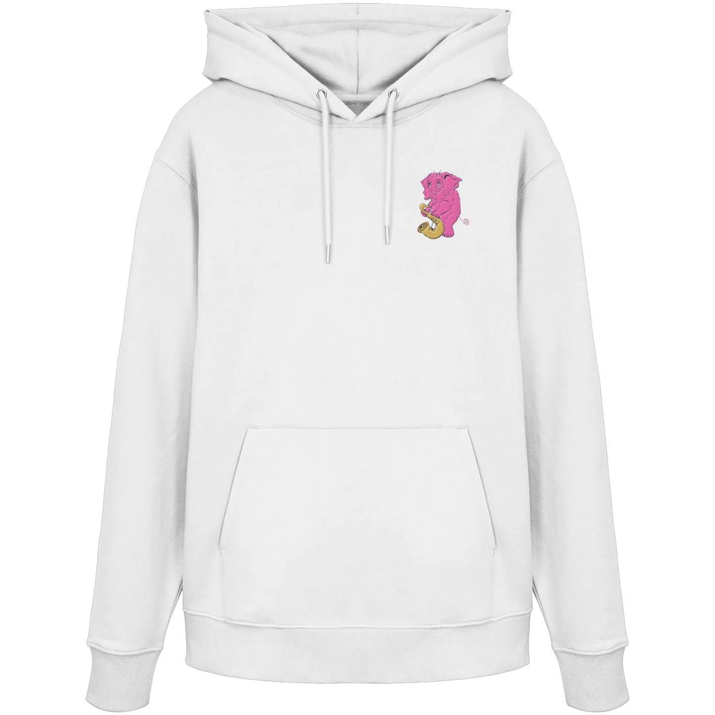 A sad Elephant Embroidery - Organic Hoodie (Stick)