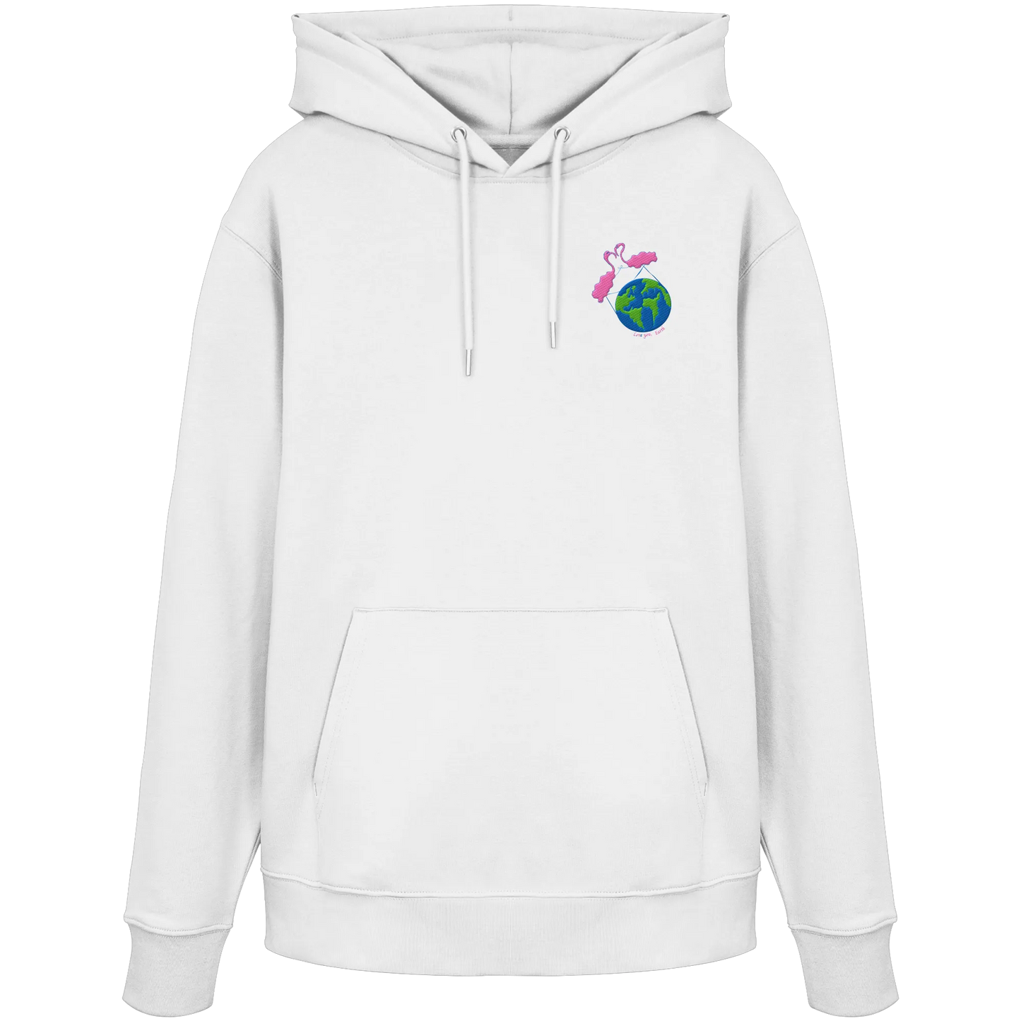 Love you Earth/ Embroidery - Organic Hoodie (Stick)