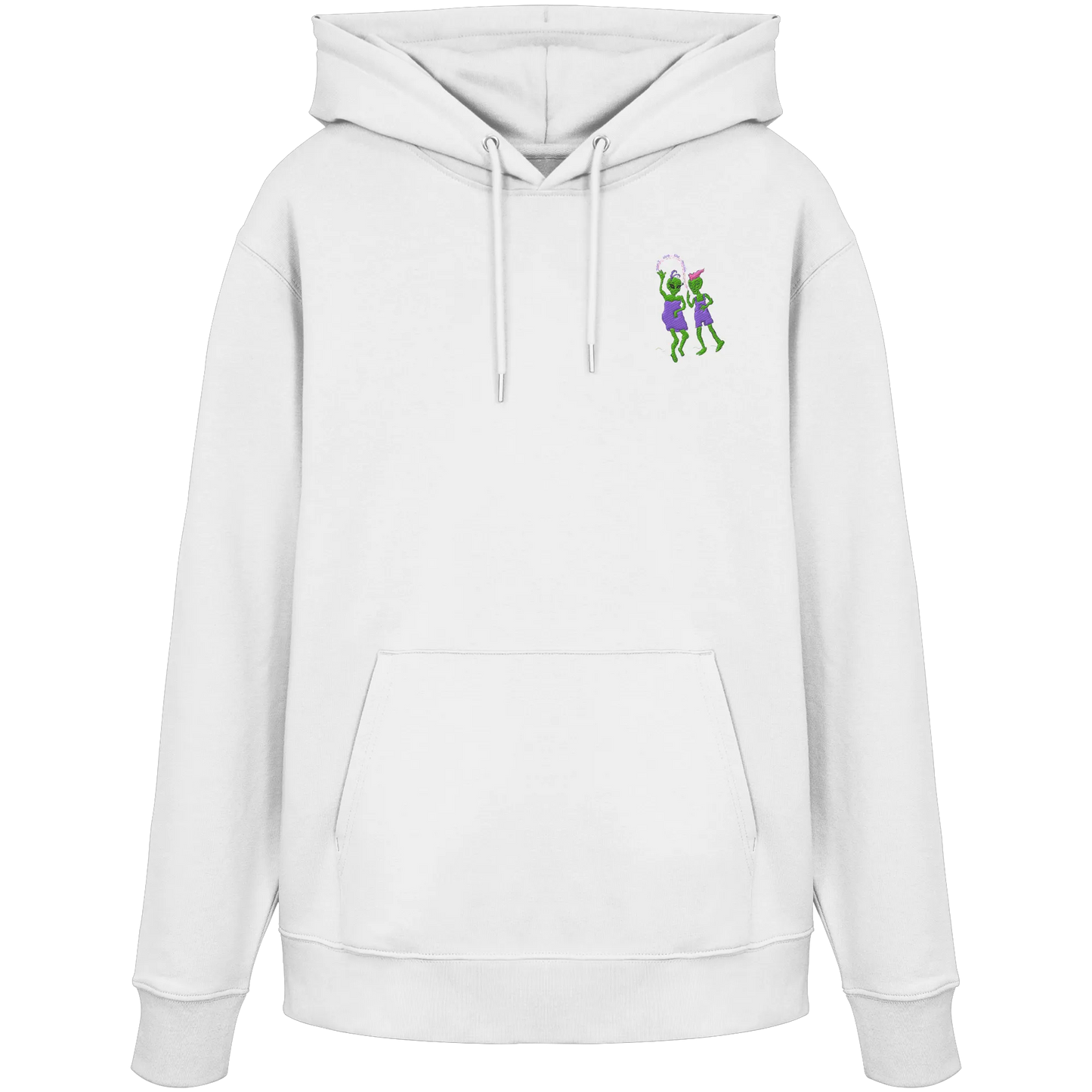 Dancing Aliens Embroidery - Organic Hoodie (Stick)
