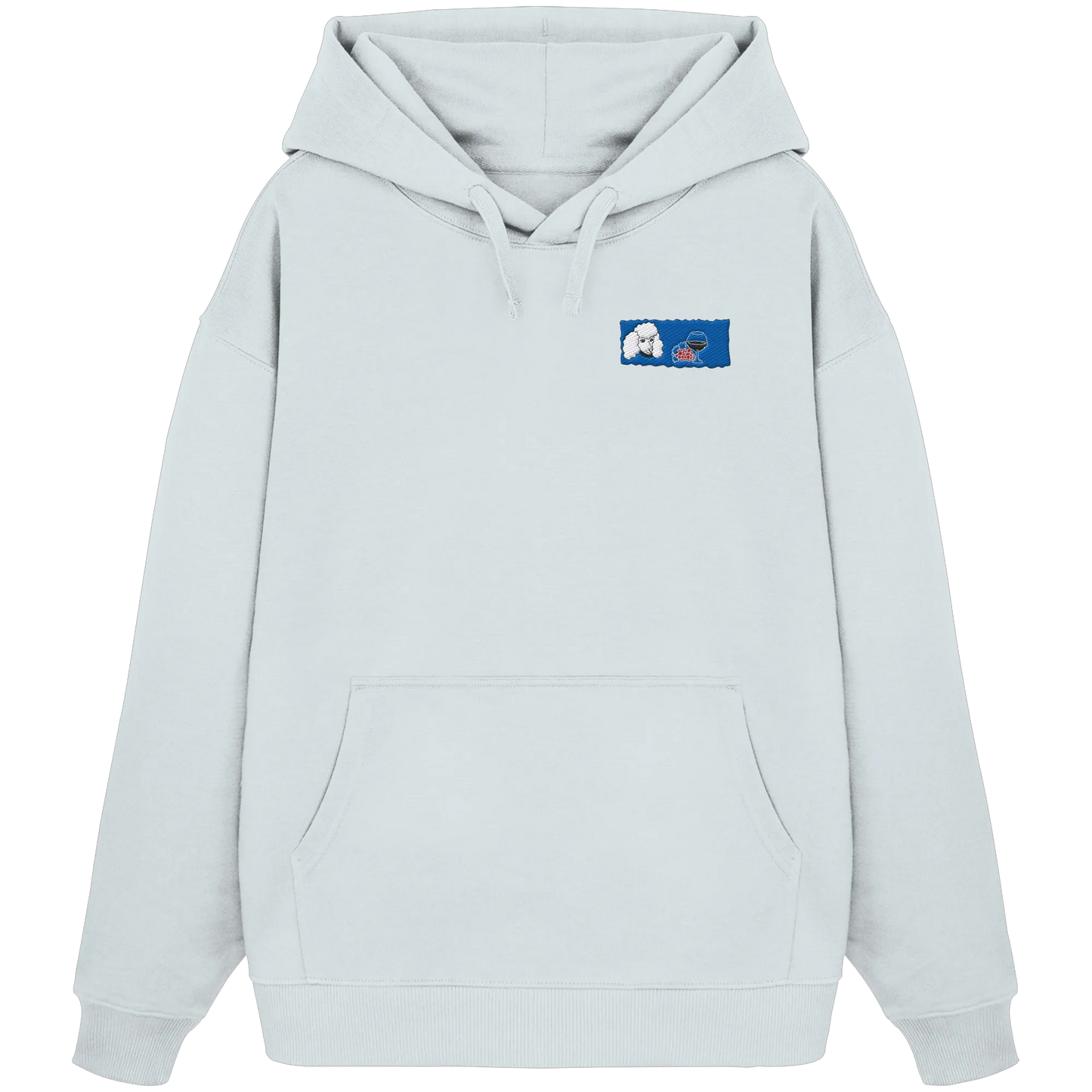 Wine Dog Embroidery - Organic Oversize Hoodie (Stick)