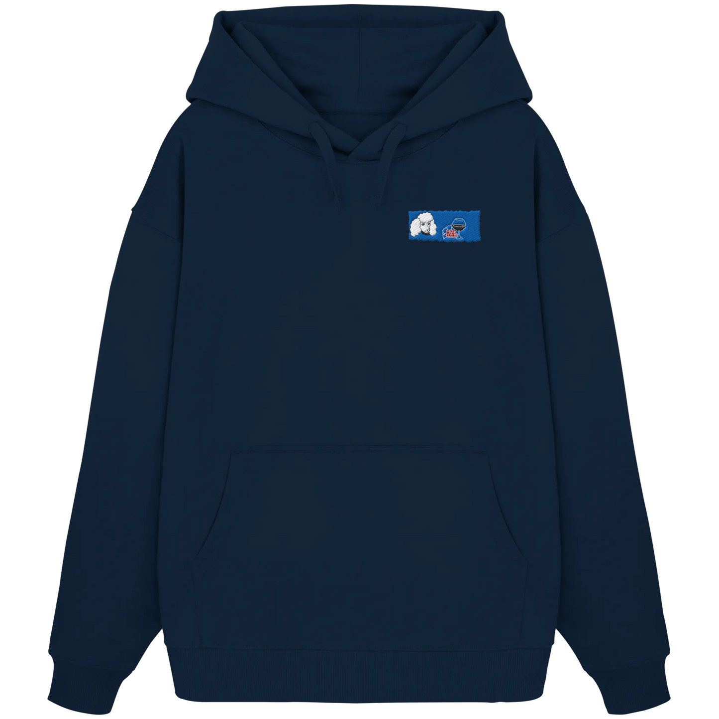Wine Dog Embroidery - Organic Oversize Hoodie (Stick)