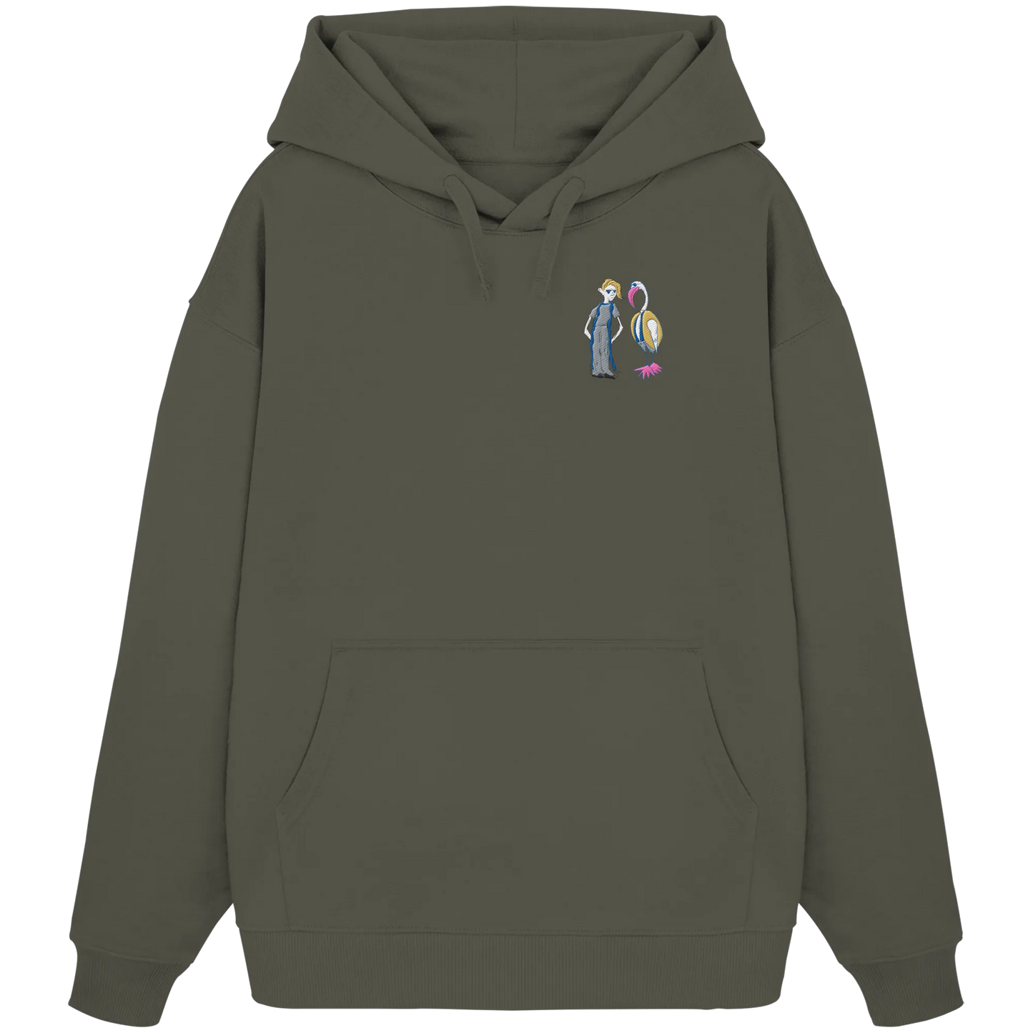 The Boy and the Heron Embroidery - Organic Oversize Hoodie (Stick)