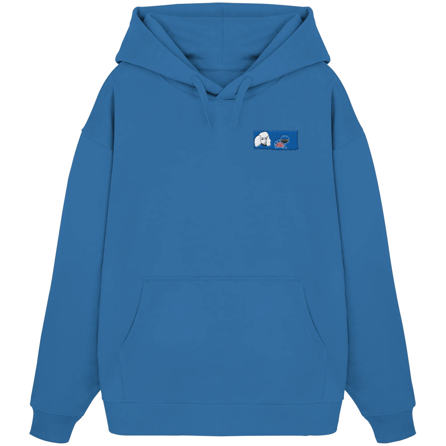 Wine Dog Embroidery - Organic Oversize Hoodie (Stick)
