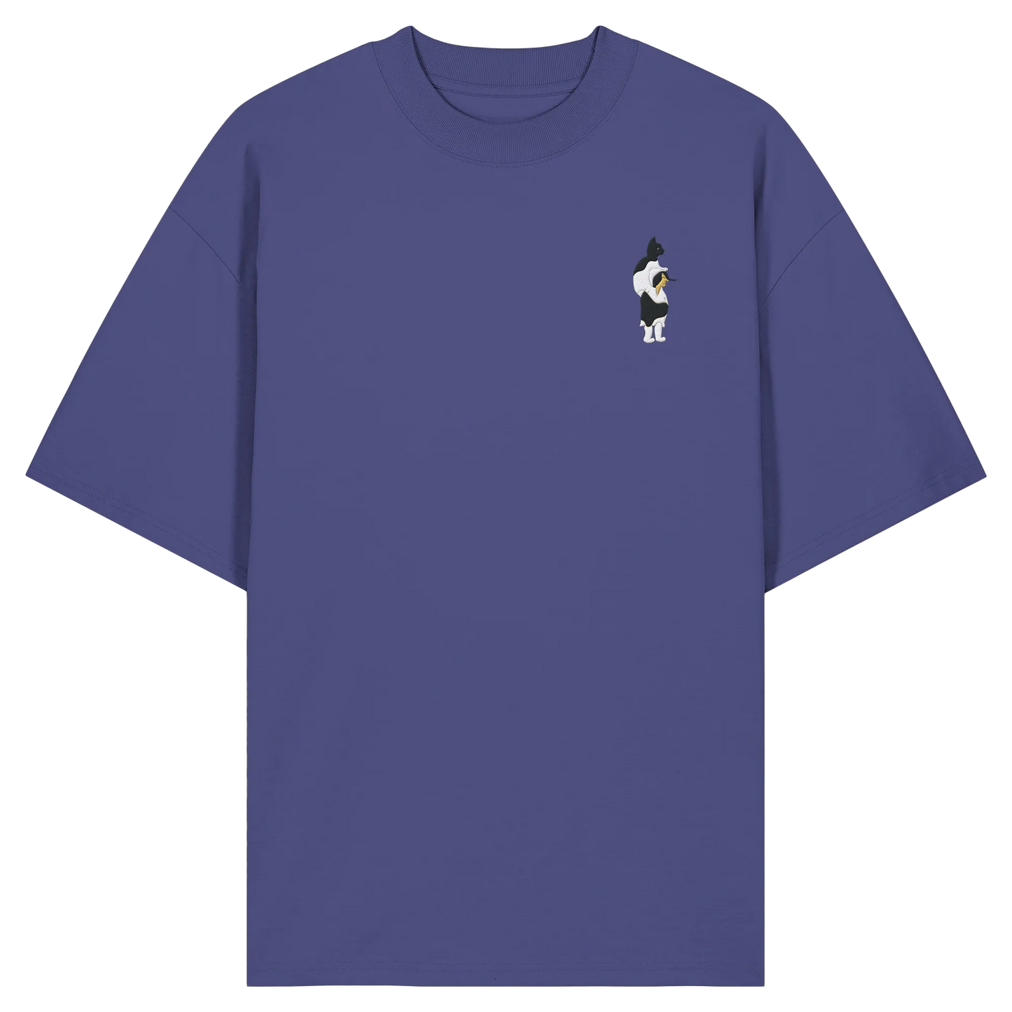 Cat Person Embroidery - Organic Oversize Shirt (Stick)