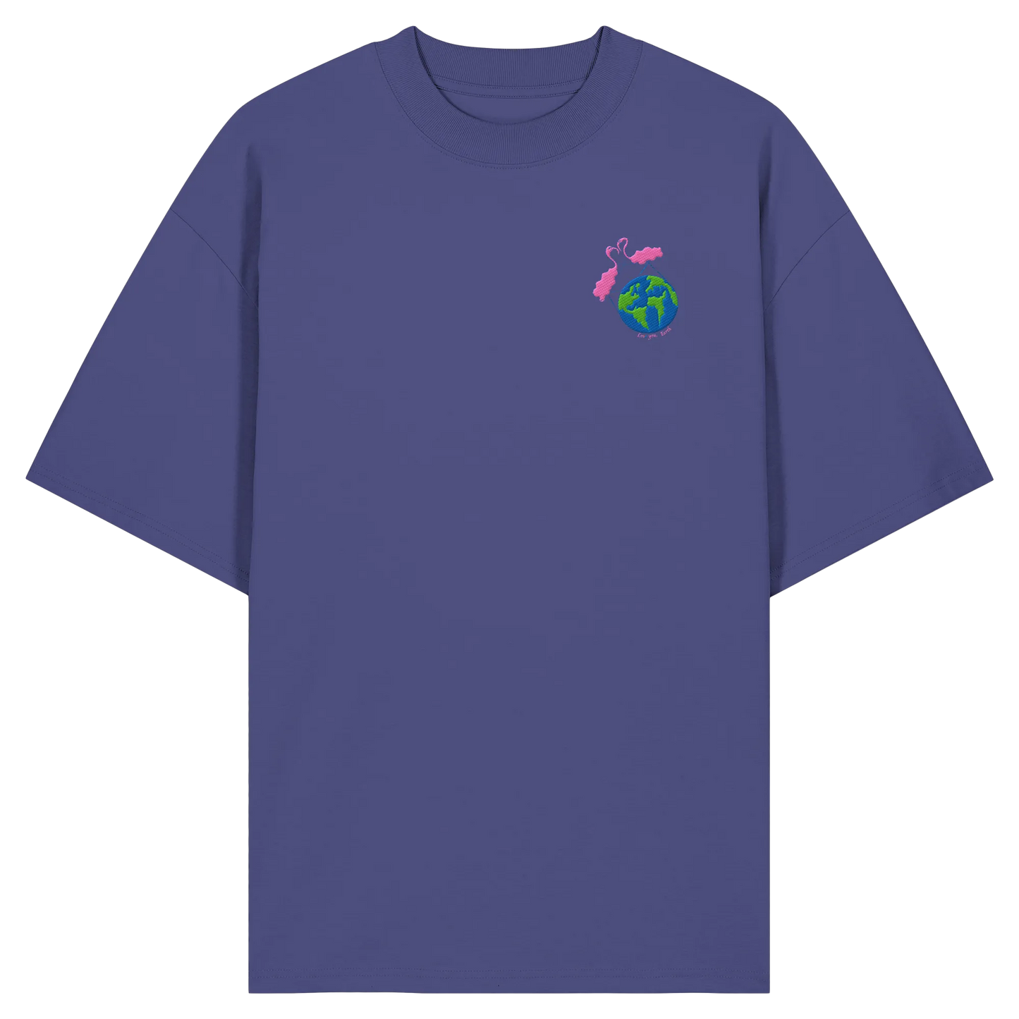 Love you Earth/ Embroidery - Organic Oversize Shirt (Stick)
