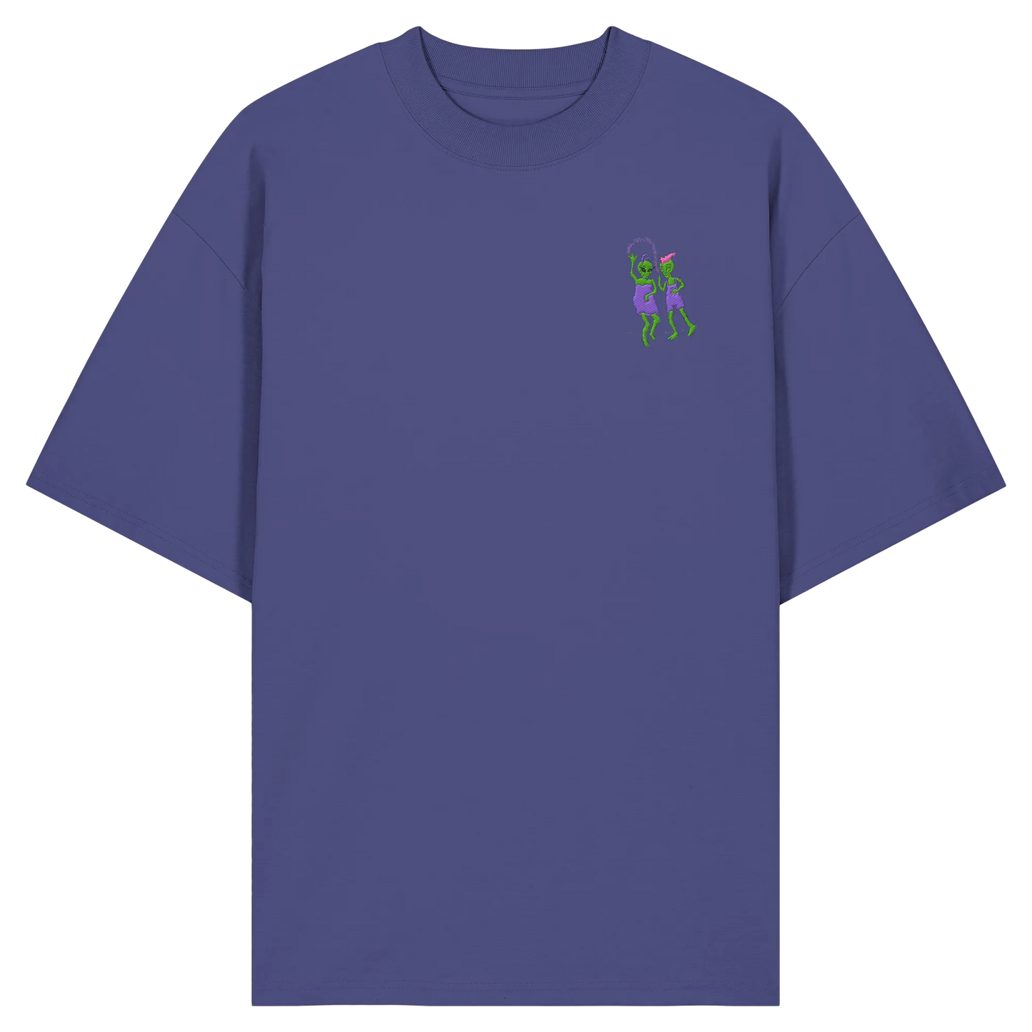 Dancing Aliens Embroidery - Organic Oversize Shirt (Stick)
