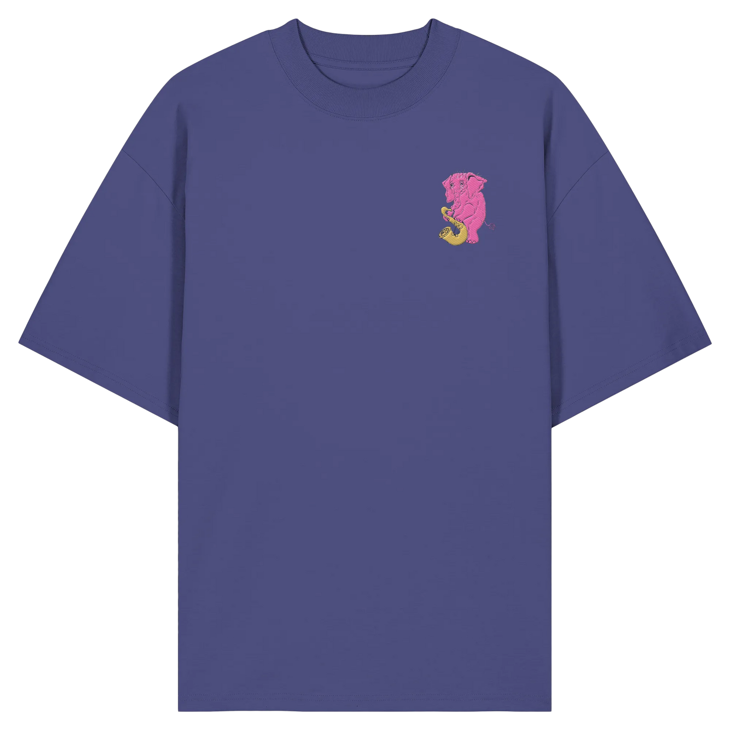 A sad Elephant Embroidery - Organic Oversize Shirt (Stick)