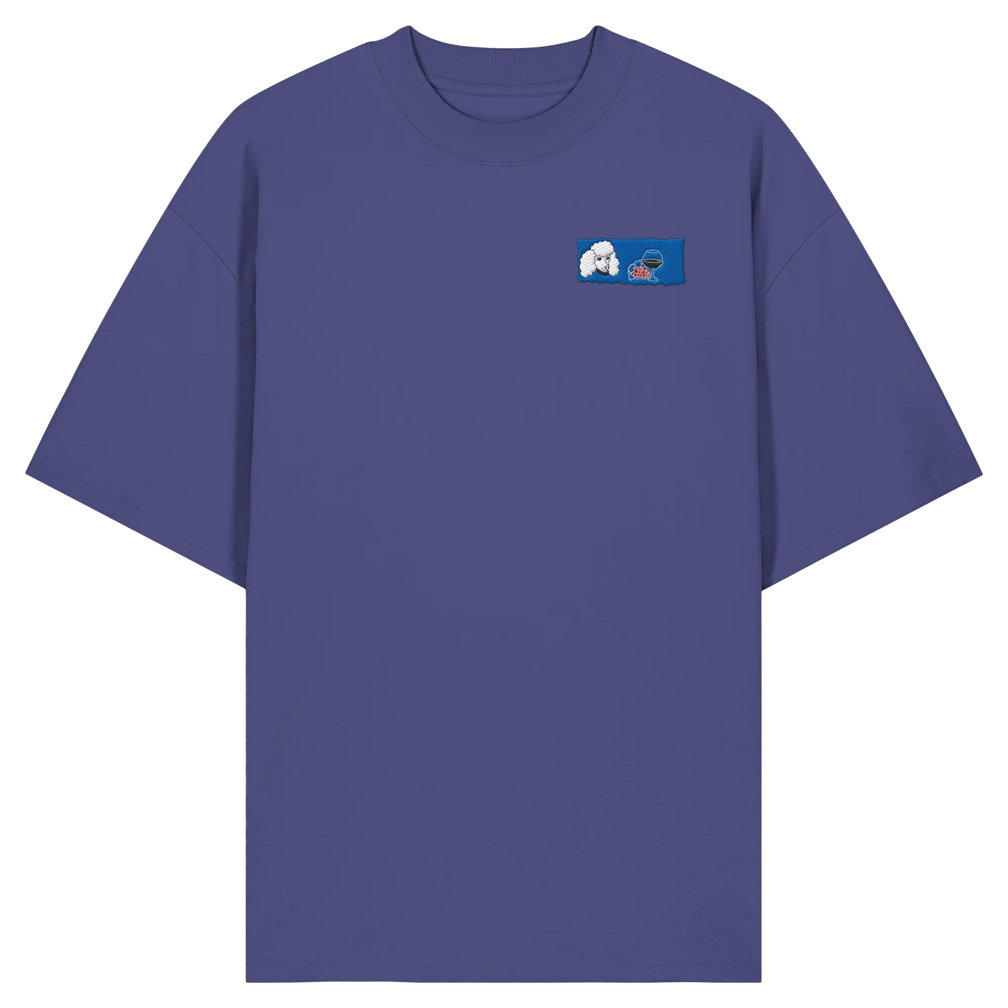 Wine Dog Embroidery - Organic Oversize Shirt (Stick)