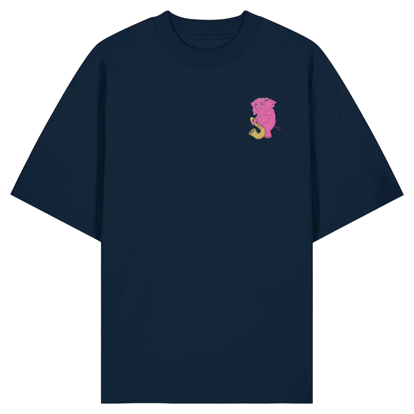A sad Elephant Embroidery - Organic Oversize Shirt (Stick)