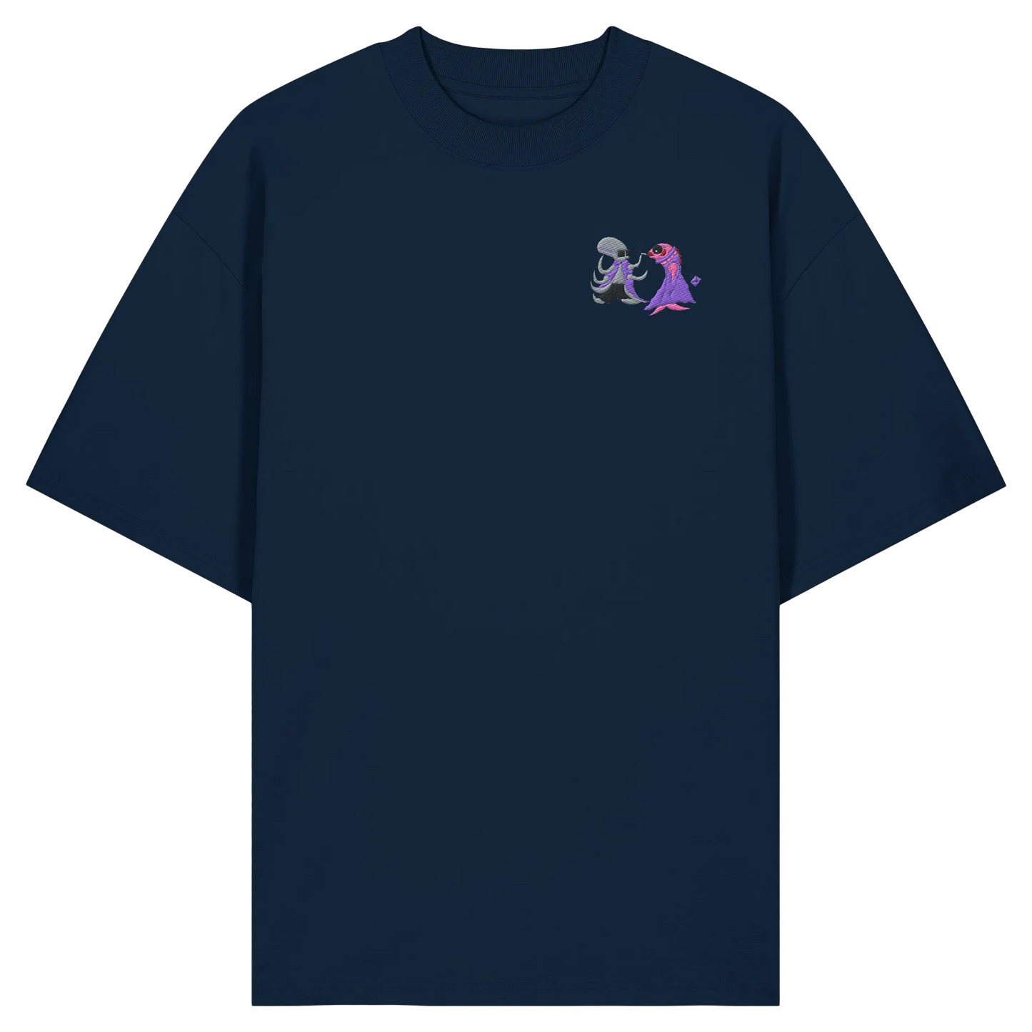 Octo and Fishy embroidery - Organic Oversize Shirt (Stick)