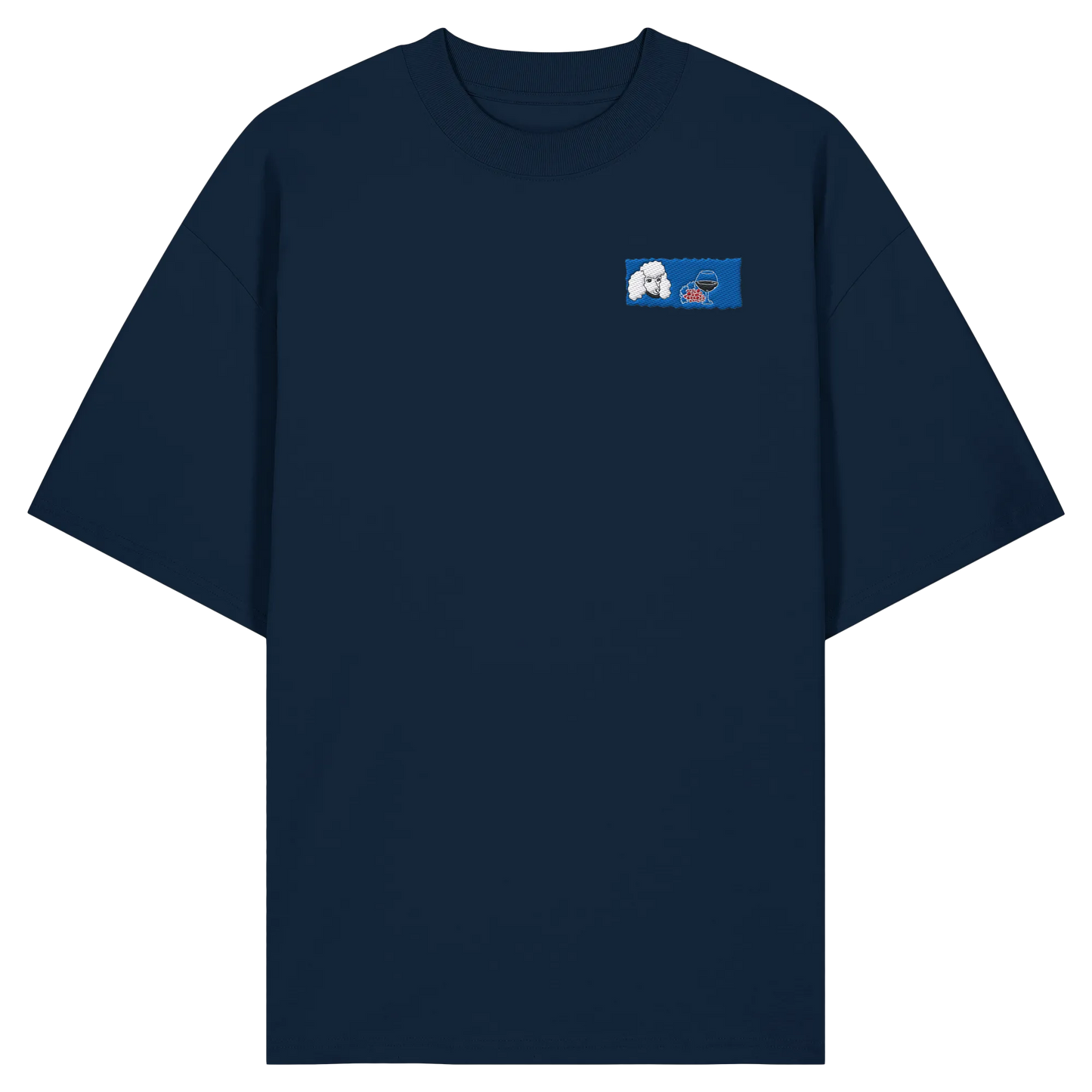 Wine Dog Embroidery - Organic Oversize Shirt (Stick)