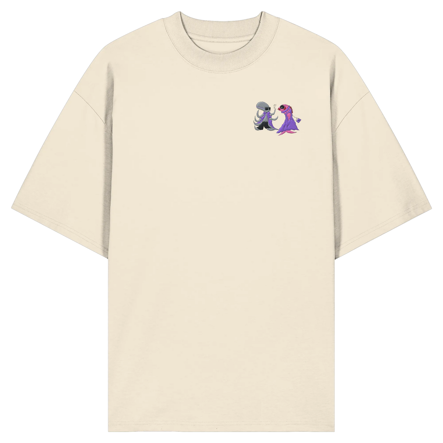 Octo and Fishy embroidery - Organic Oversize Shirt (Stick)