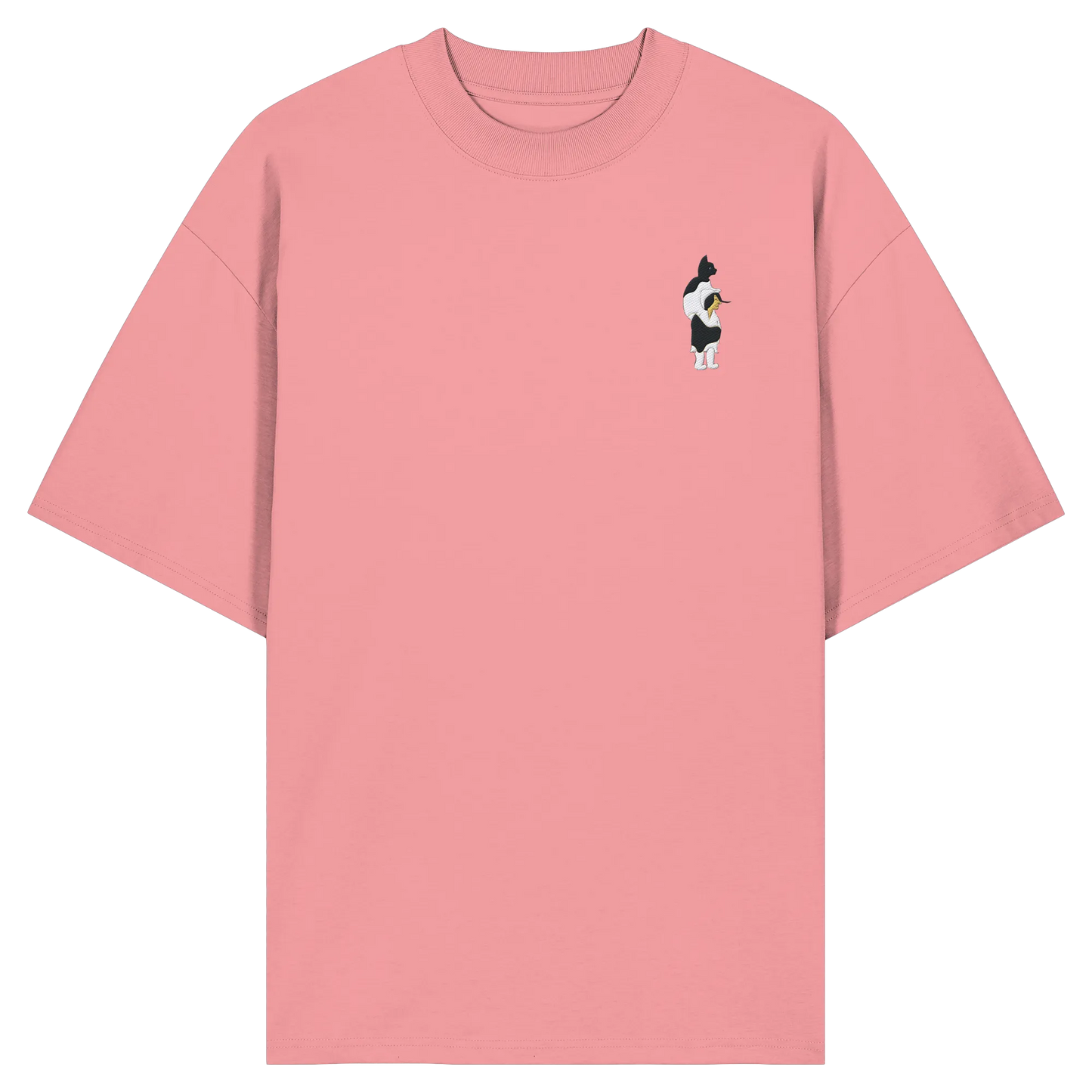 Cat Person Embroidery - Organic Oversize Shirt (Stick)