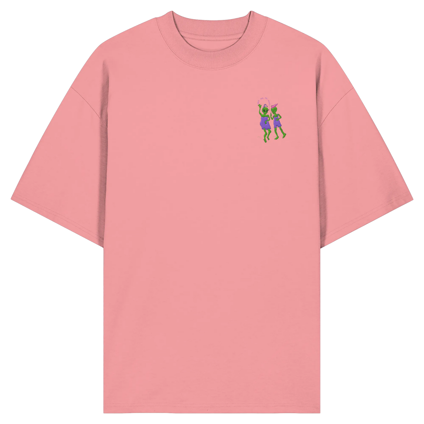 Dancing Aliens Embroidery - Organic Oversize Shirt (Stick)