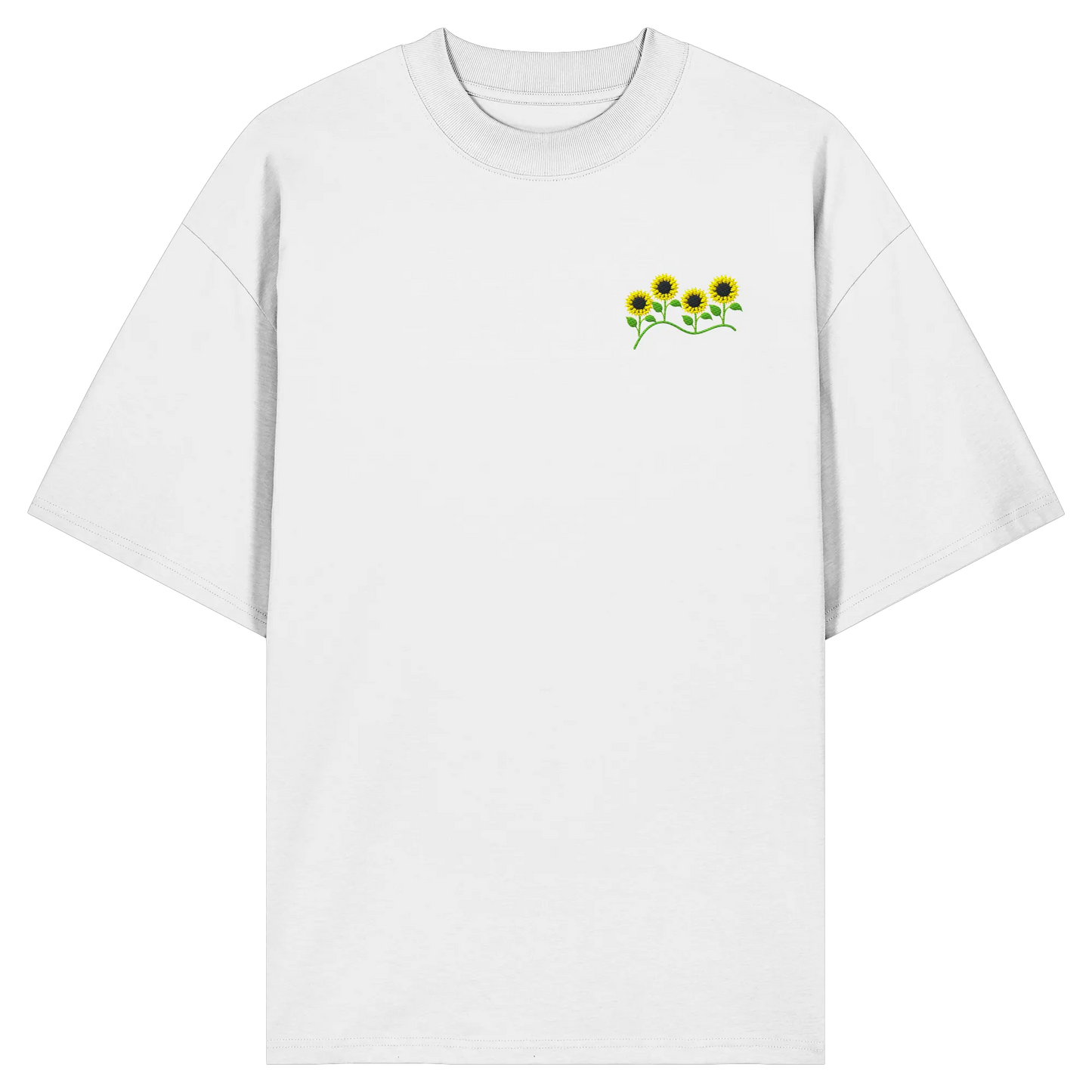 Sunflower Embroidery - Organic Oversize Shirt (Stick)
