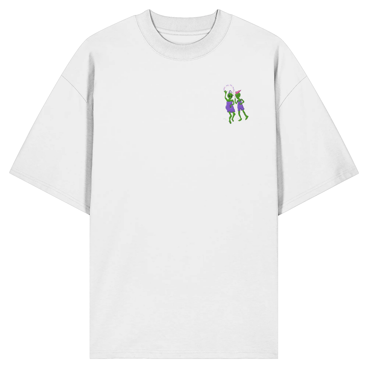 Dancing Aliens Embroidery - Organic Oversize Shirt (Stick)