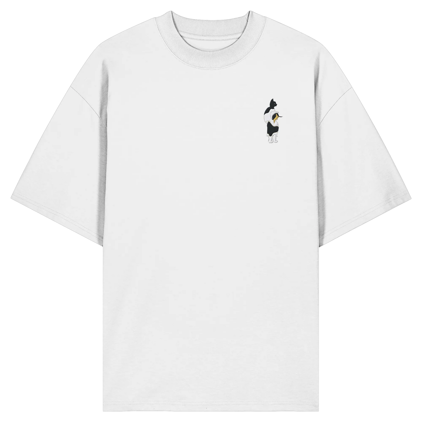 Cat Person Embroidery - Organic Oversize Shirt (Stick)
