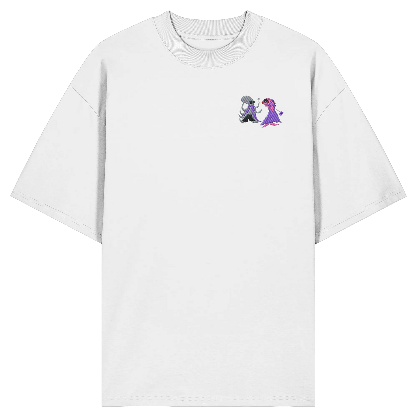 Octo and Fishy embroidery - Organic Oversize Shirt (Stick)