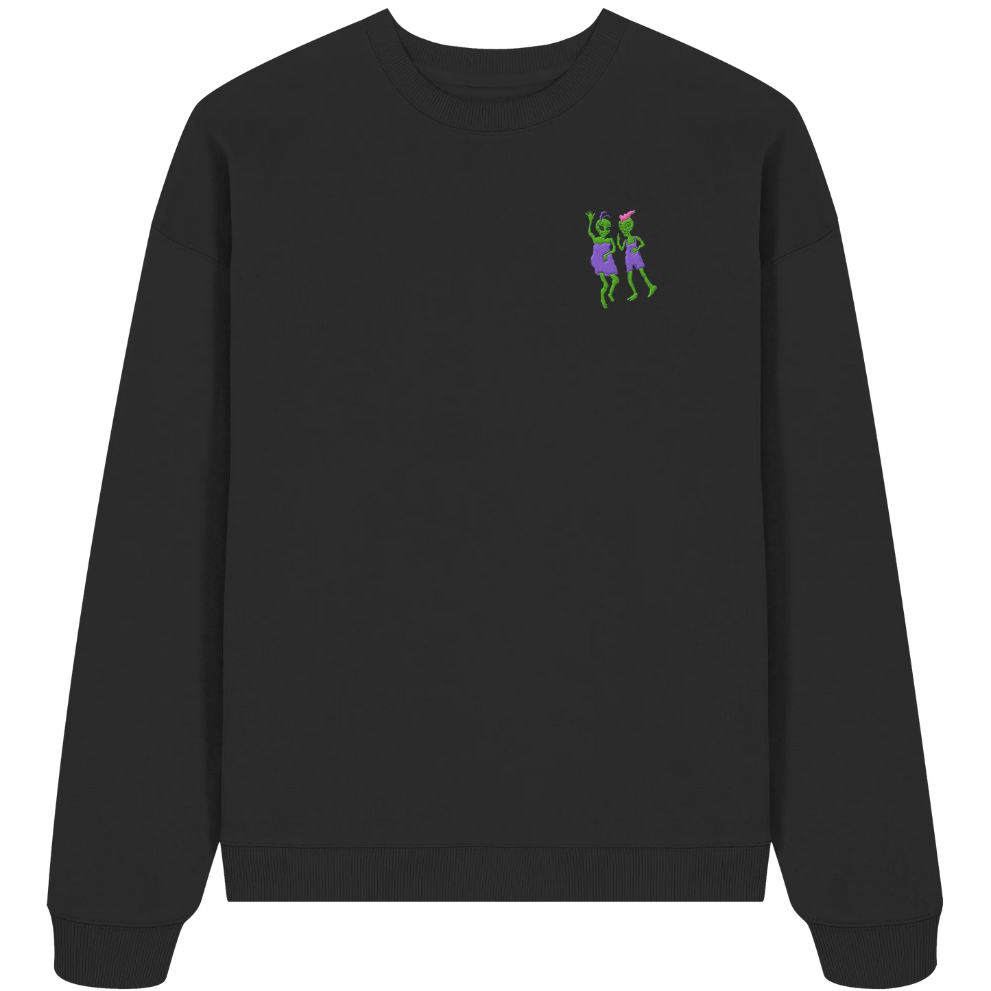 Dancing Aliens Embroidered! - Organic Oversize Sweatshirt