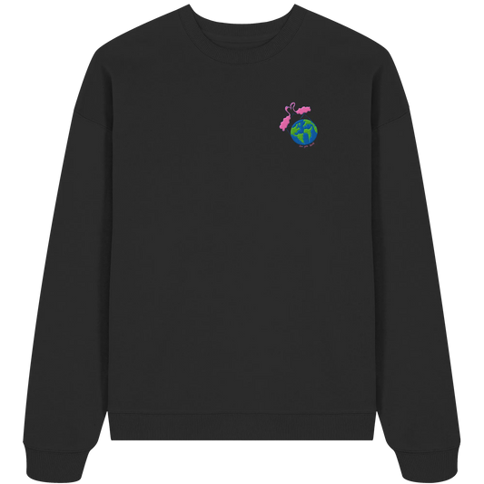 Love you Earth/ Embroidery - Organic Oversize Sweatshirt (Stick)