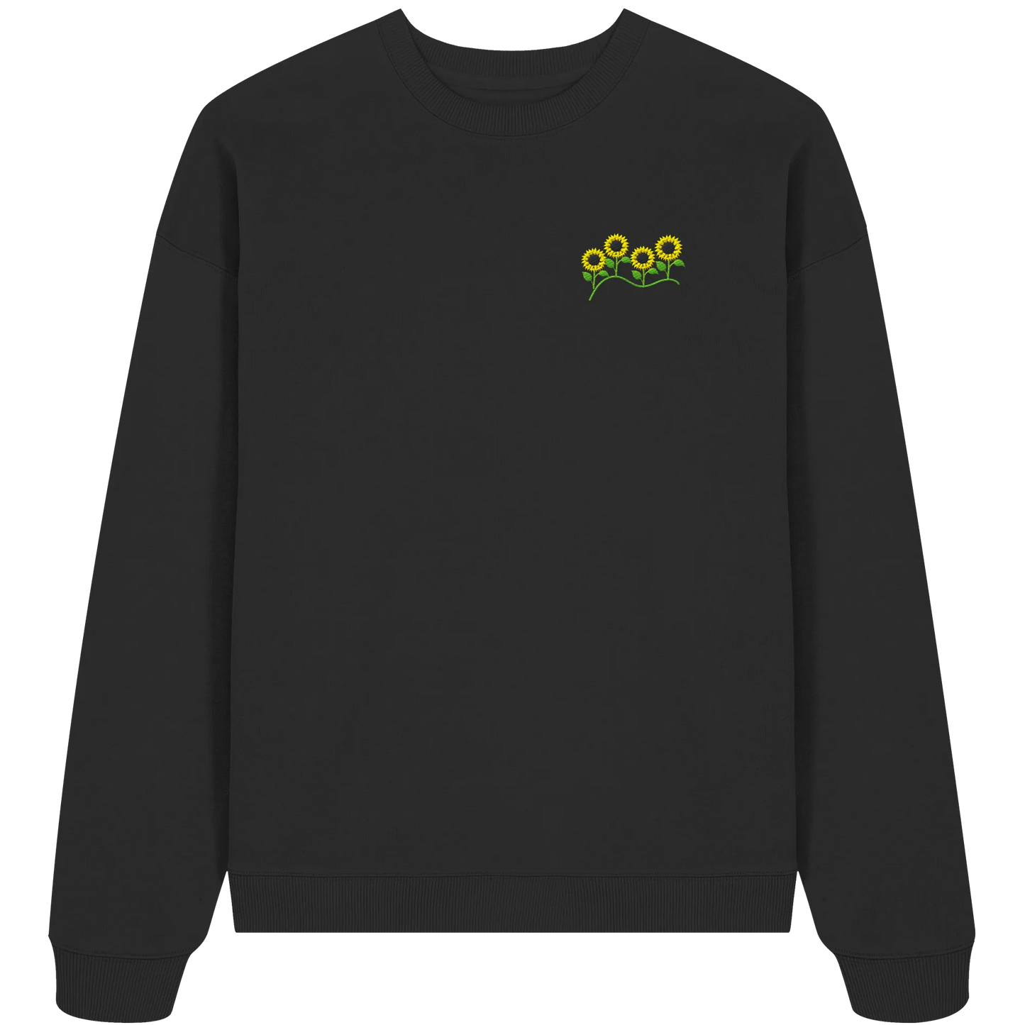 Sunflower Embroidery - Organic Oversize Sweatshirt (Stick)