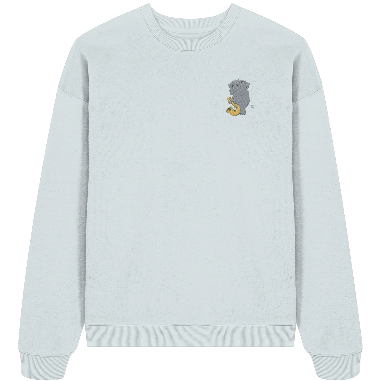 A sad Elephant Embroidery - Organic Oversize Sweatshirt (Stick)