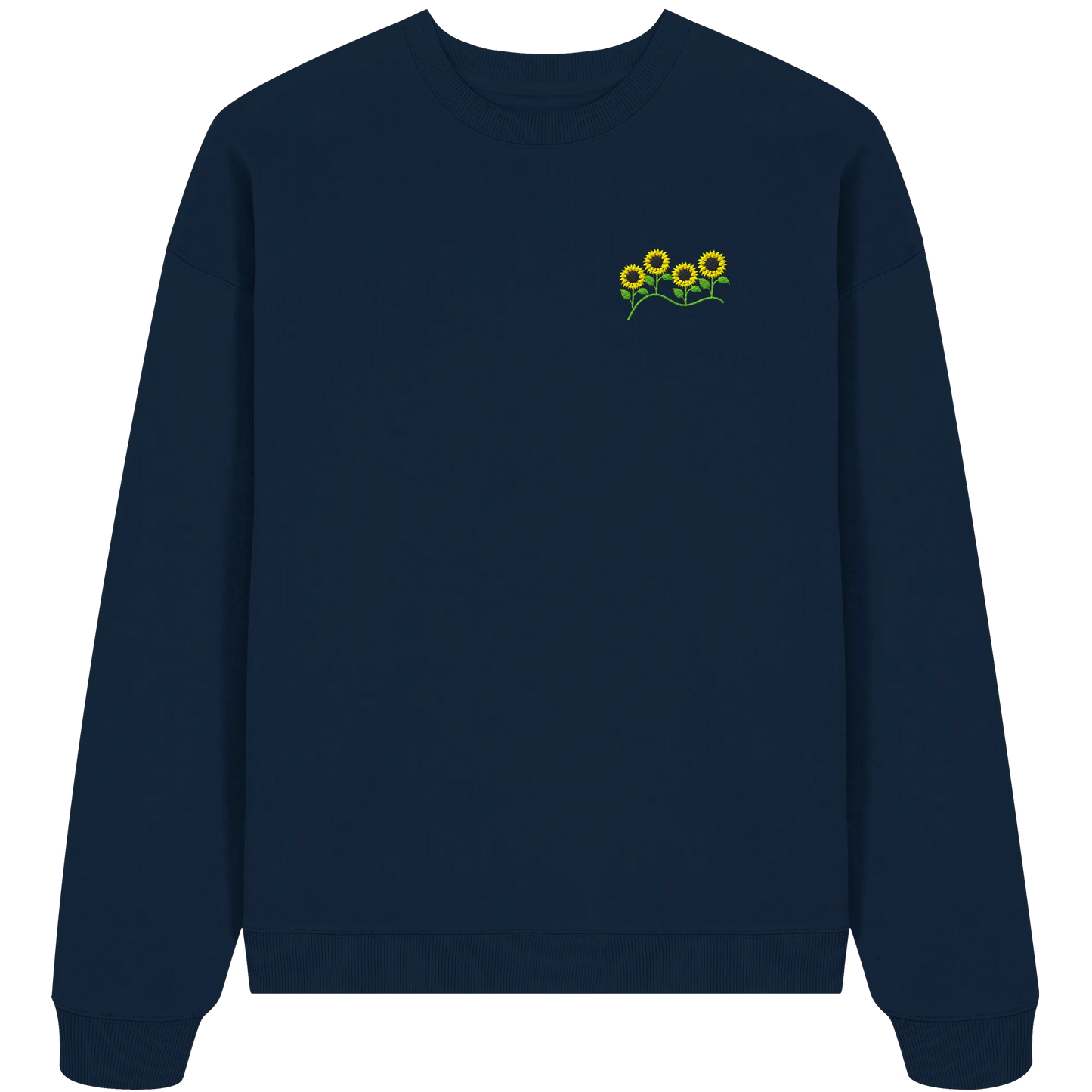 Sunflower Embroidery - Organic Oversize Sweatshirt (Stick)