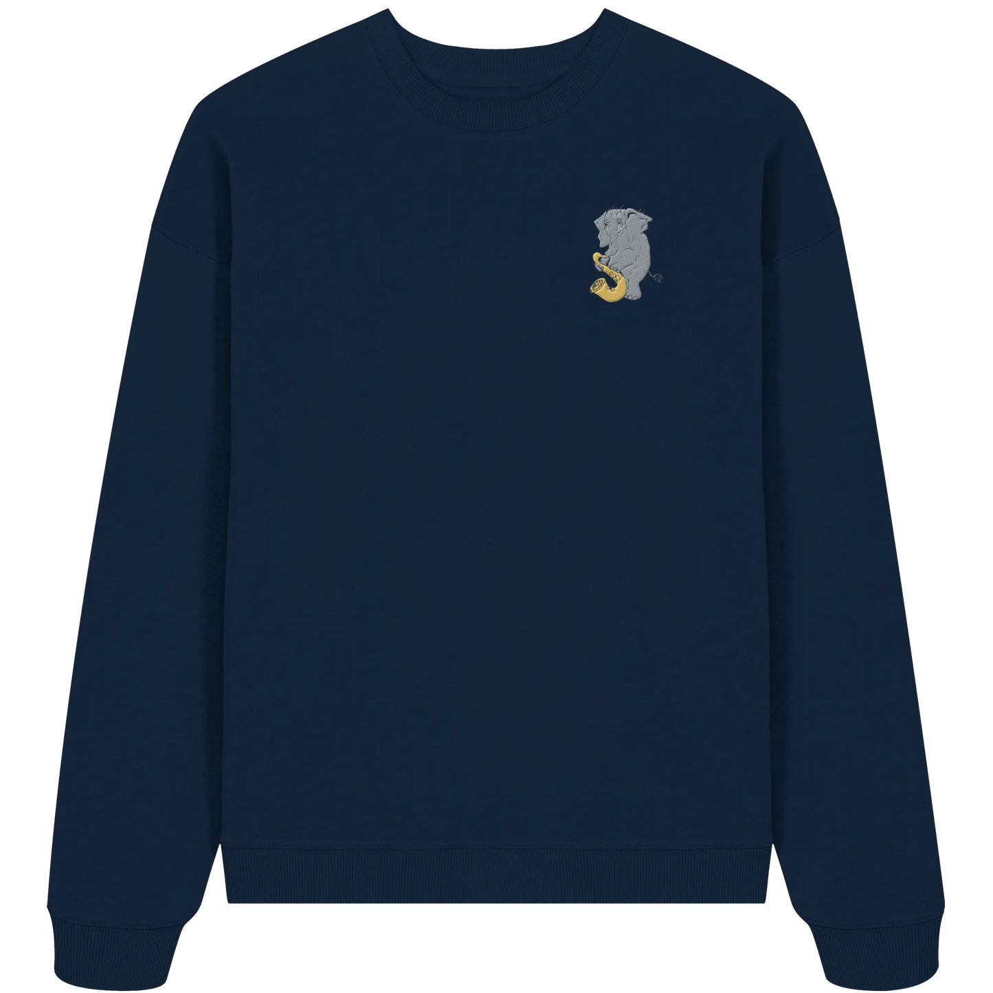 A sad Elephant Embroidery - Organic Oversize Sweatshirt (Stick)