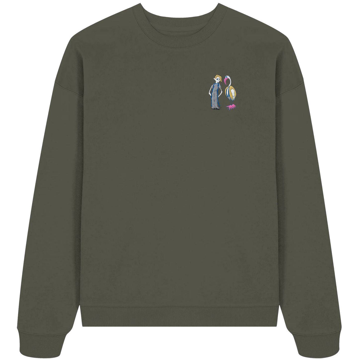 The Boy and the Heron Embroidery - Organic Oversize Sweatshirt (Stick)