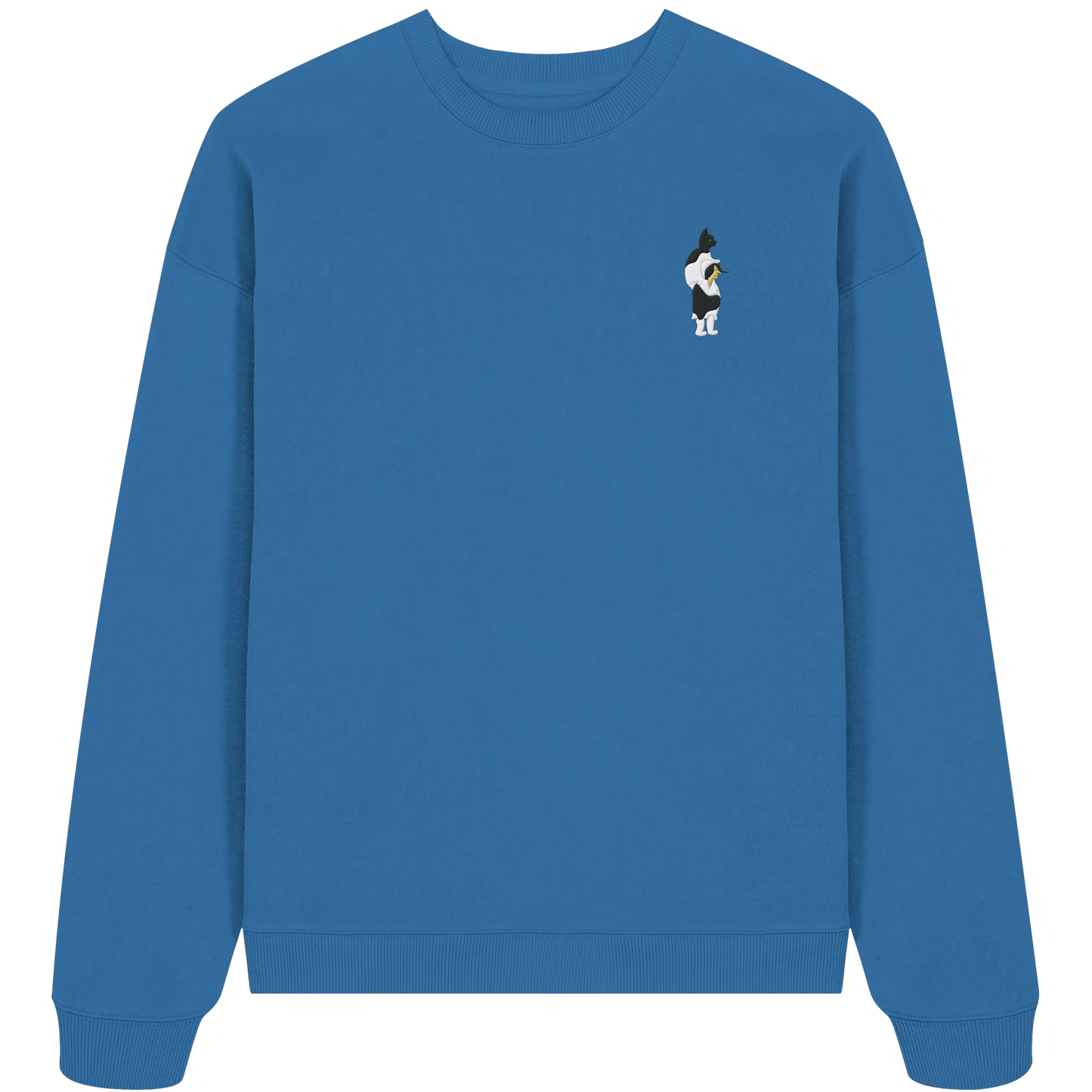 Cat Person Embroidery - Organic Oversize Sweatshirt (Stick)
