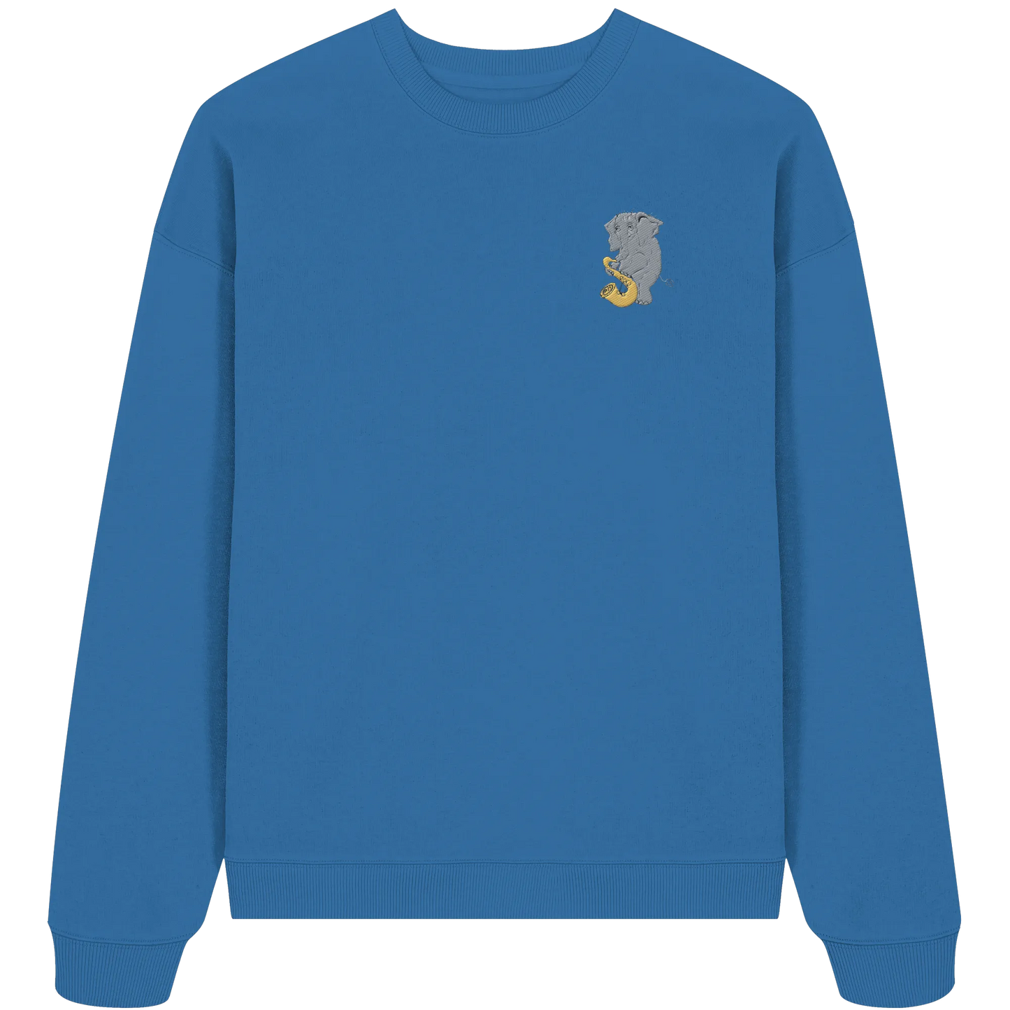 A sad Elephant Embroidery - Organic Oversize Sweatshirt (Stick)