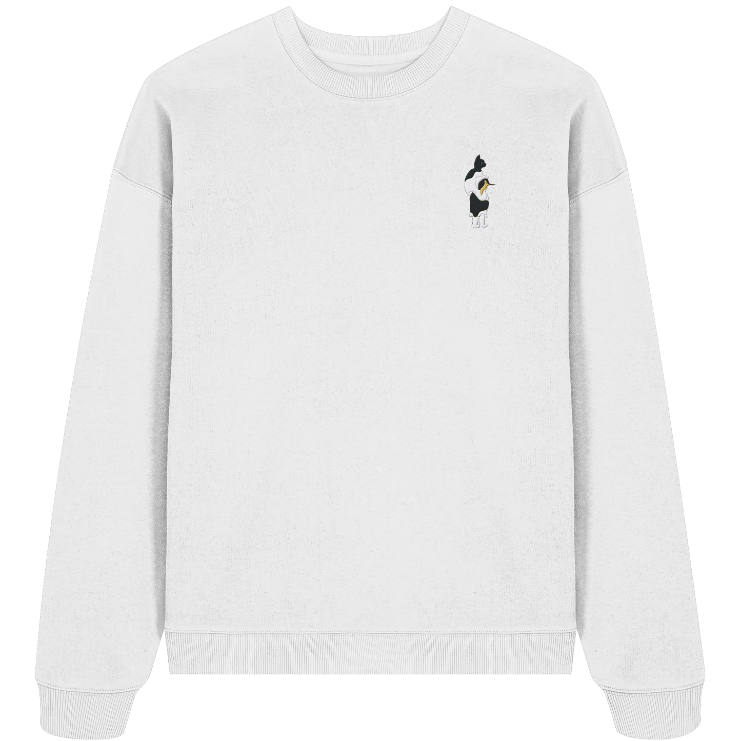 Cat Person Embroidery - Organic Oversize Sweatshirt (Stick)
