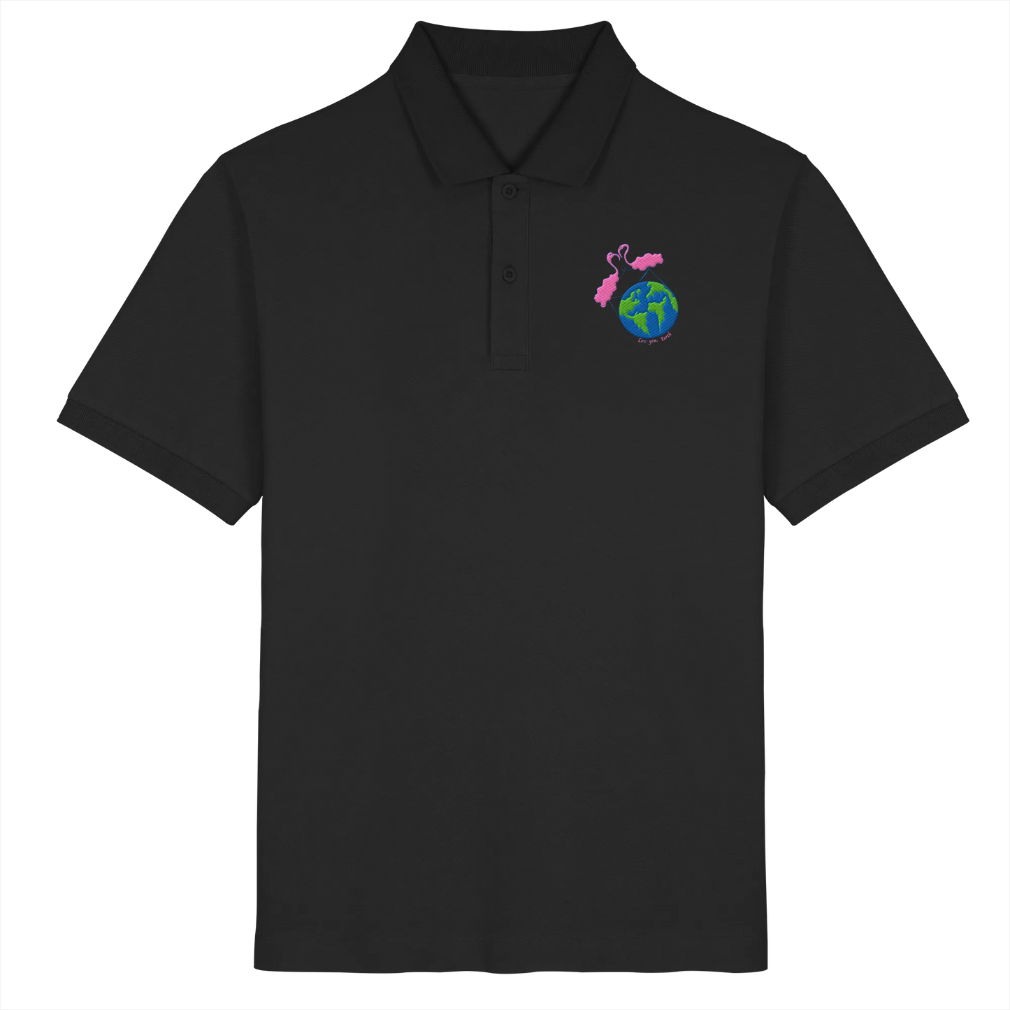 Love you Earth/ Embroidery - Organic Poloshirt (Stick)