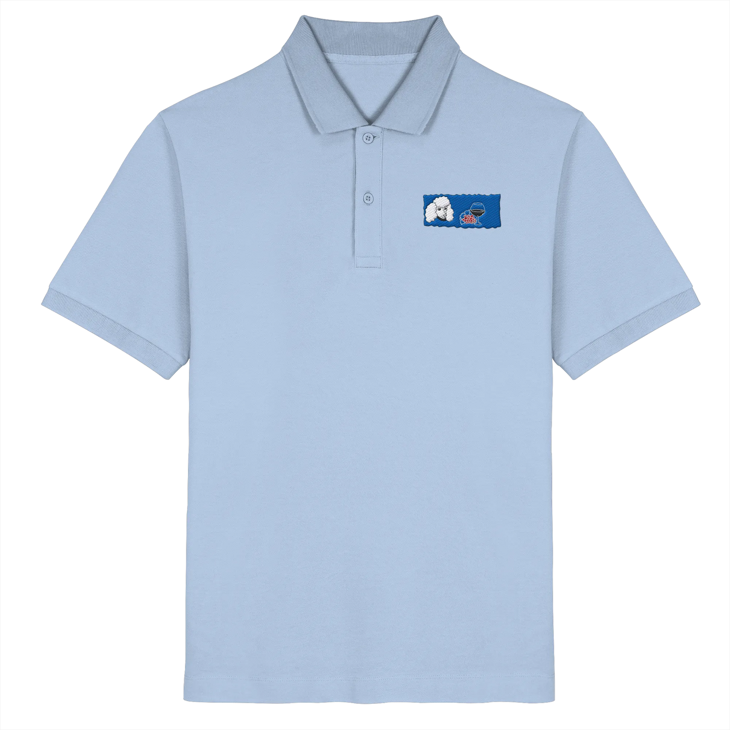 Wine Dog Embroidery - Organic Poloshirt (Stick)