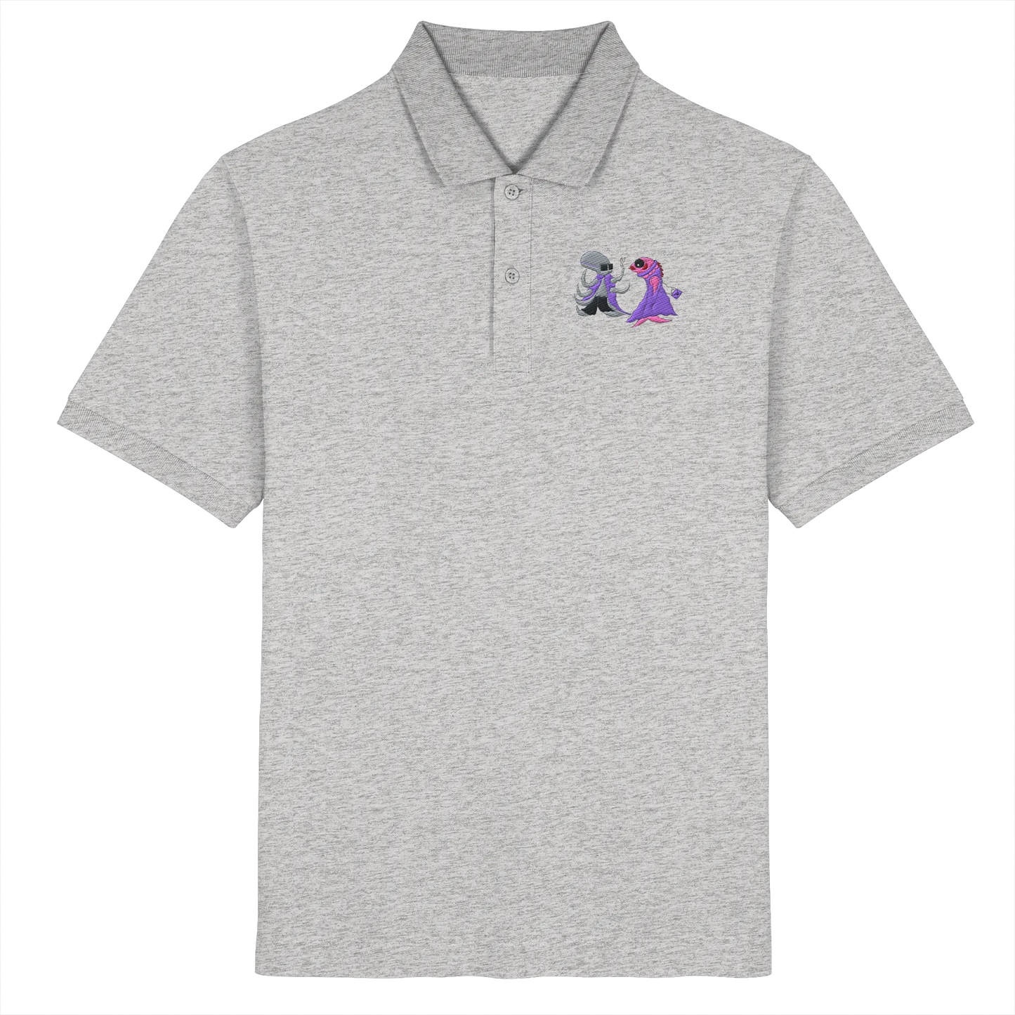 Octo and Fishy embroidery - Organic Poloshirt (Stick)
